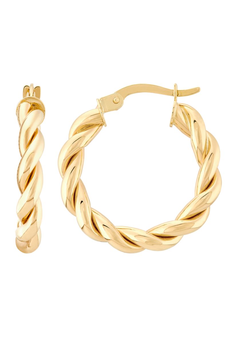 Braid Round Hoop Earrings in 10K Yellow Gold