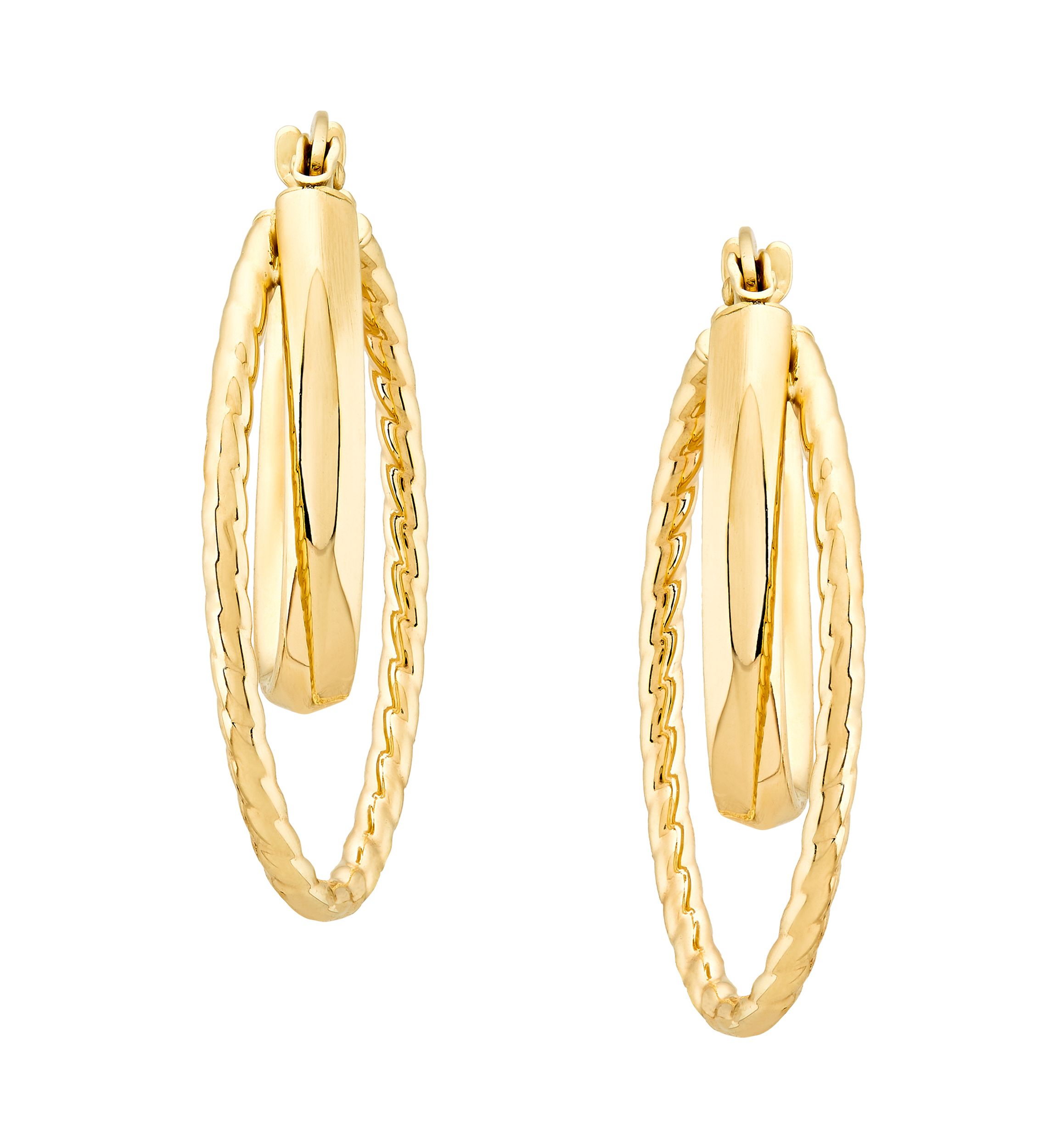 Graduated Oval Hoop Earrings in 10K Yellow Gold