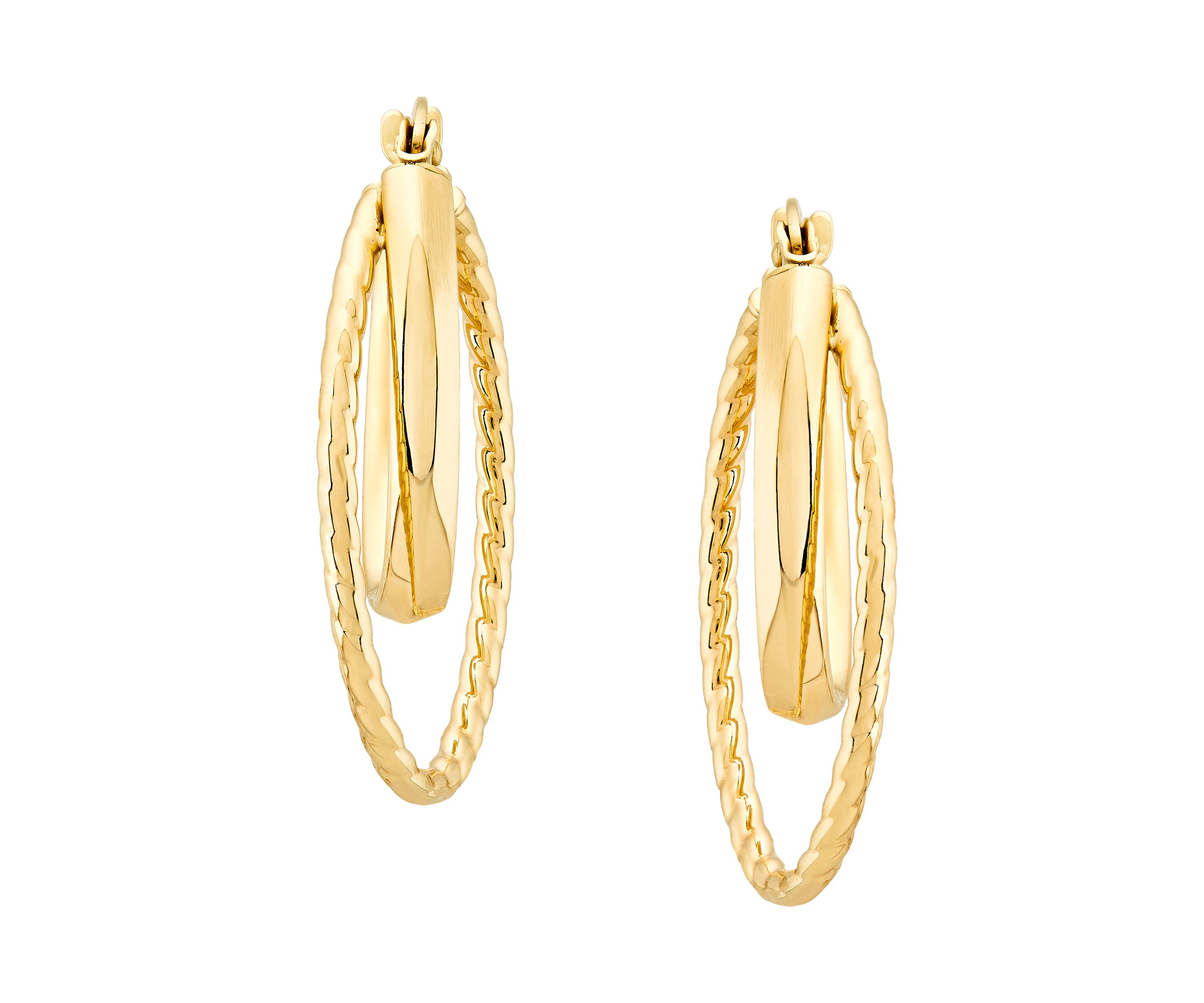 Graduated Oval Hoop Earrings in 10K Yellow Gold