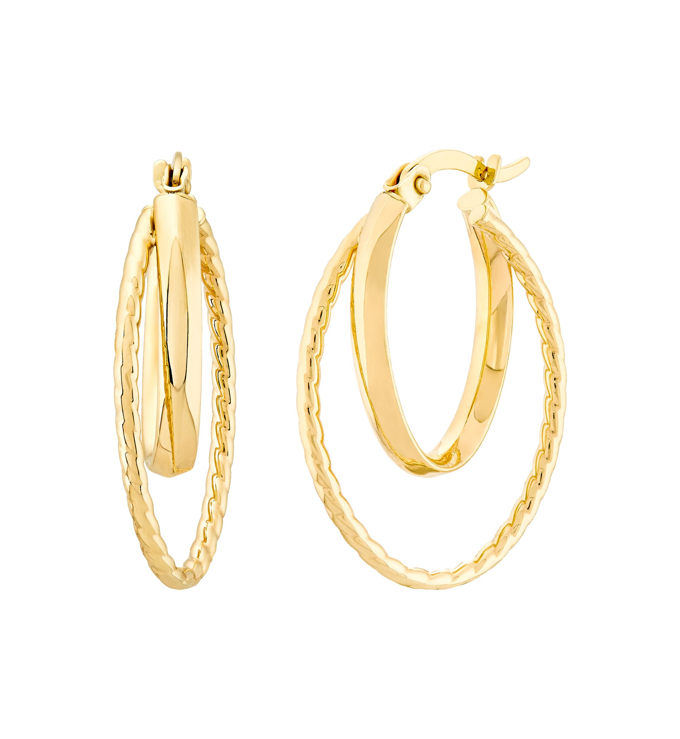 Graduated Oval Hoop Earrings in 10K Yellow Gold