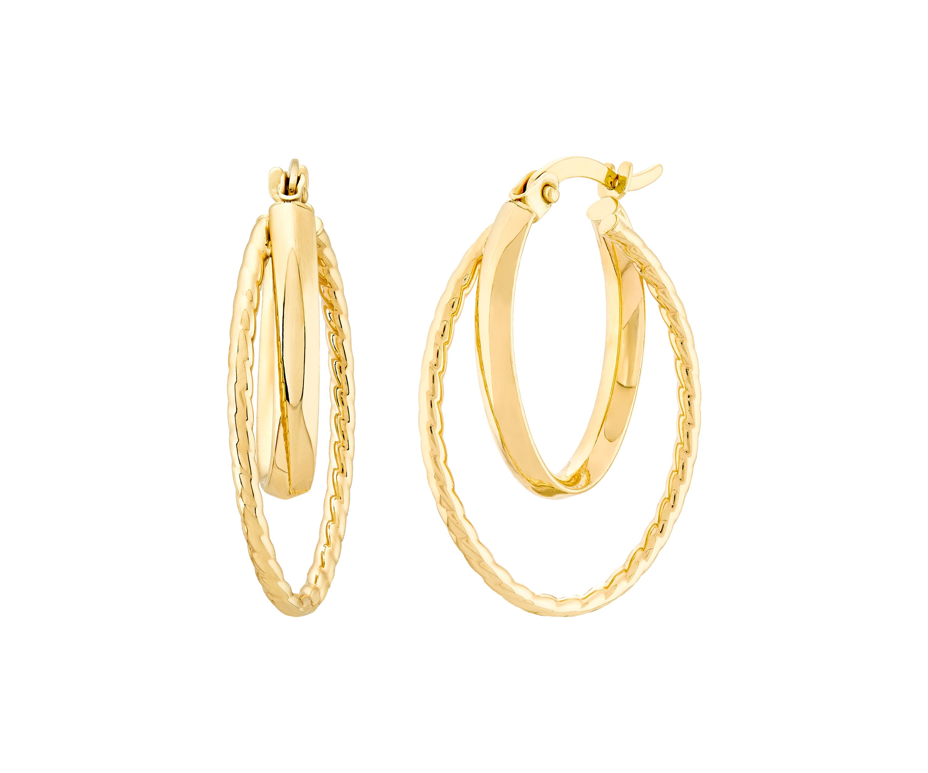 Graduated Oval Hoop Earrings in 10K Yellow Gold