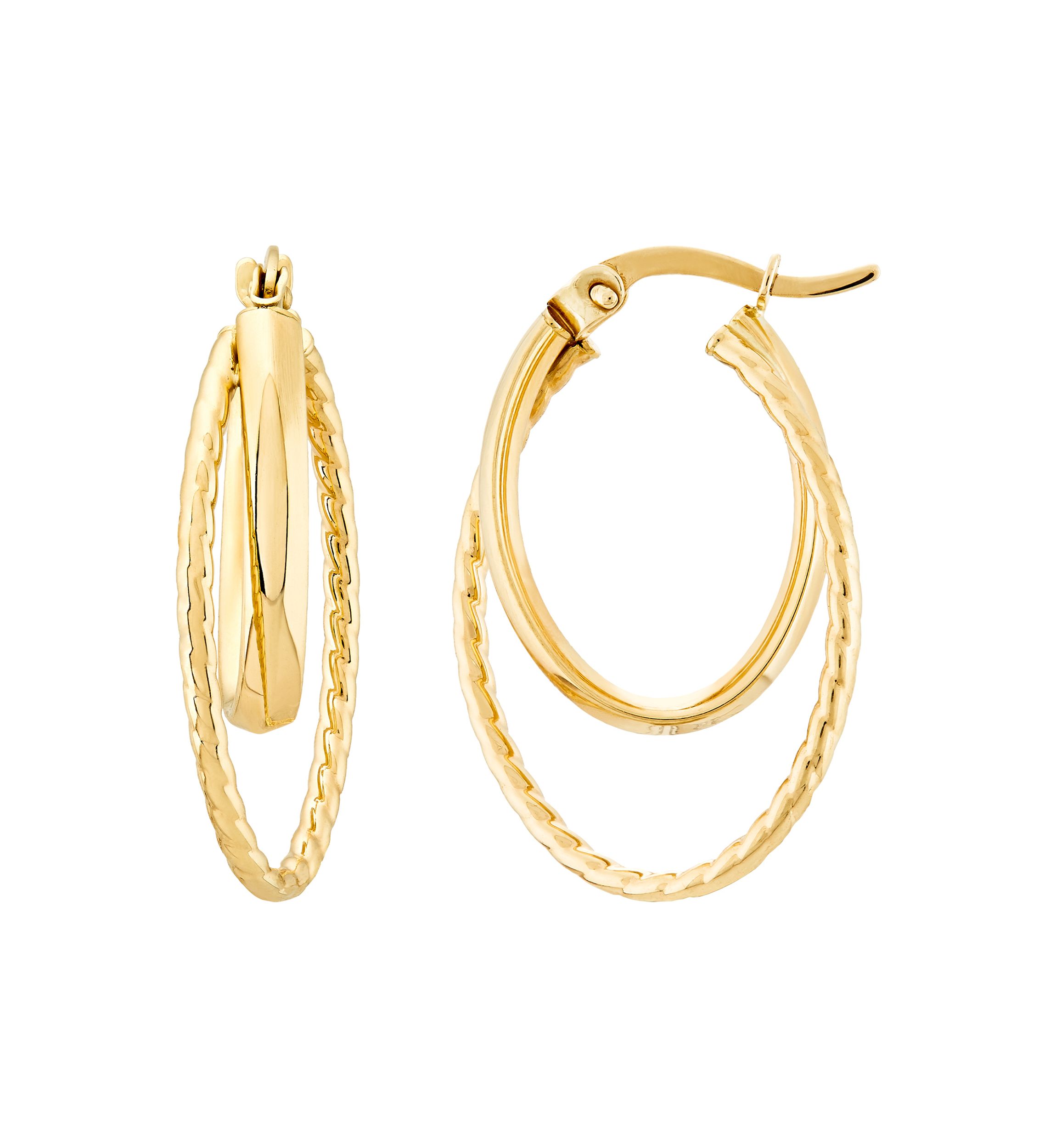 Graduated Oval Hoop Earrings in 10K Yellow Gold