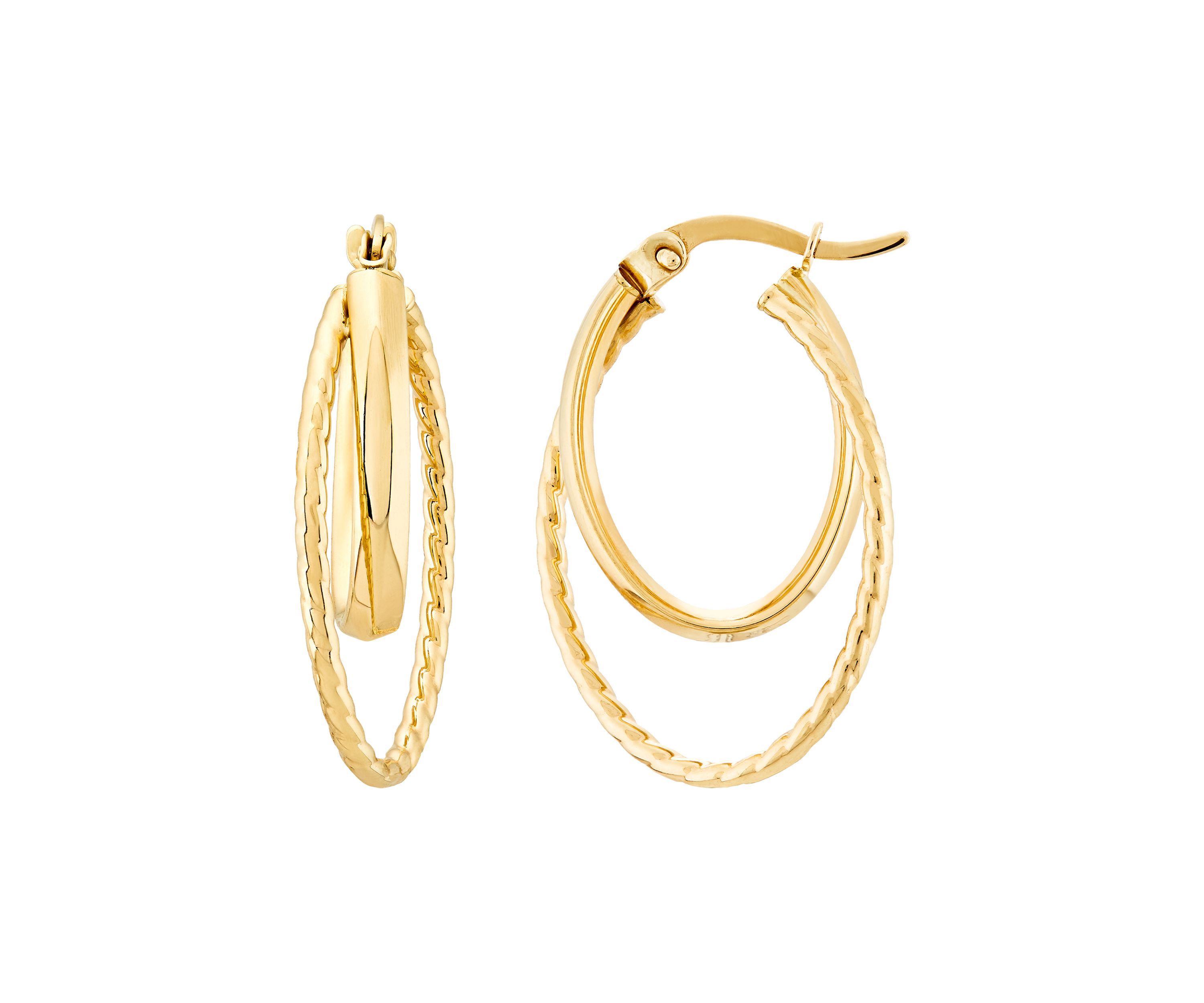 Graduated Oval Hoop Earrings in 10K Yellow Gold