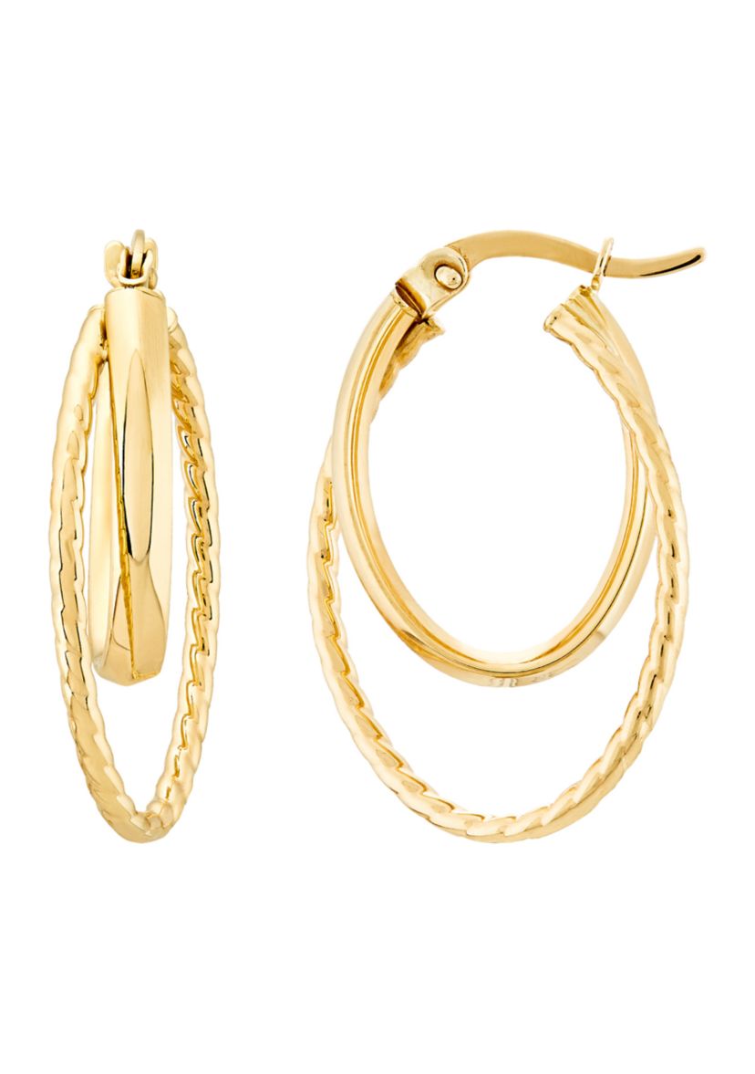 Graduated Oval Hoop Earrings in 10K Yellow Gold