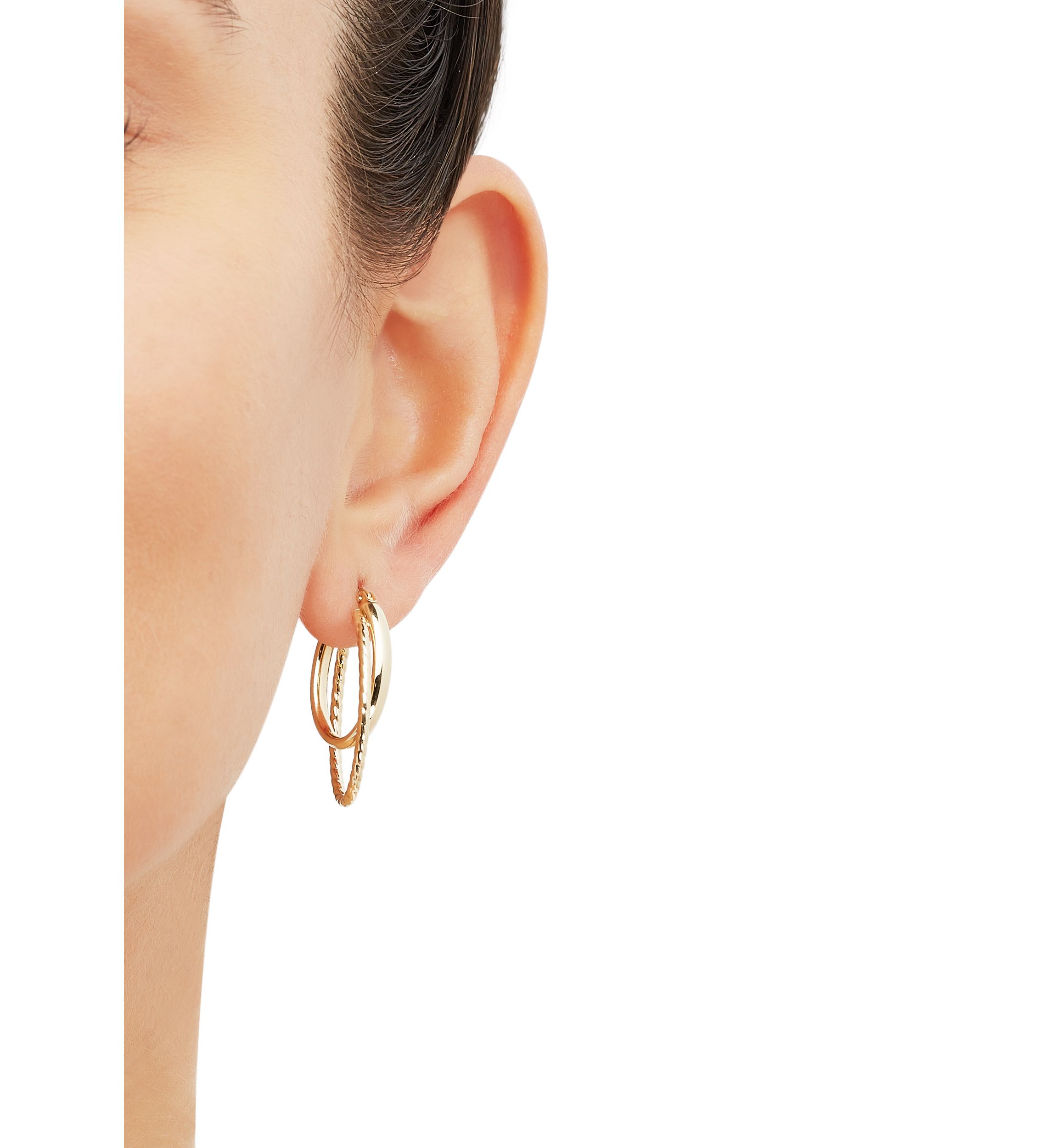 Graduated Oval Hoop Earrings in 10K Yellow Gold
