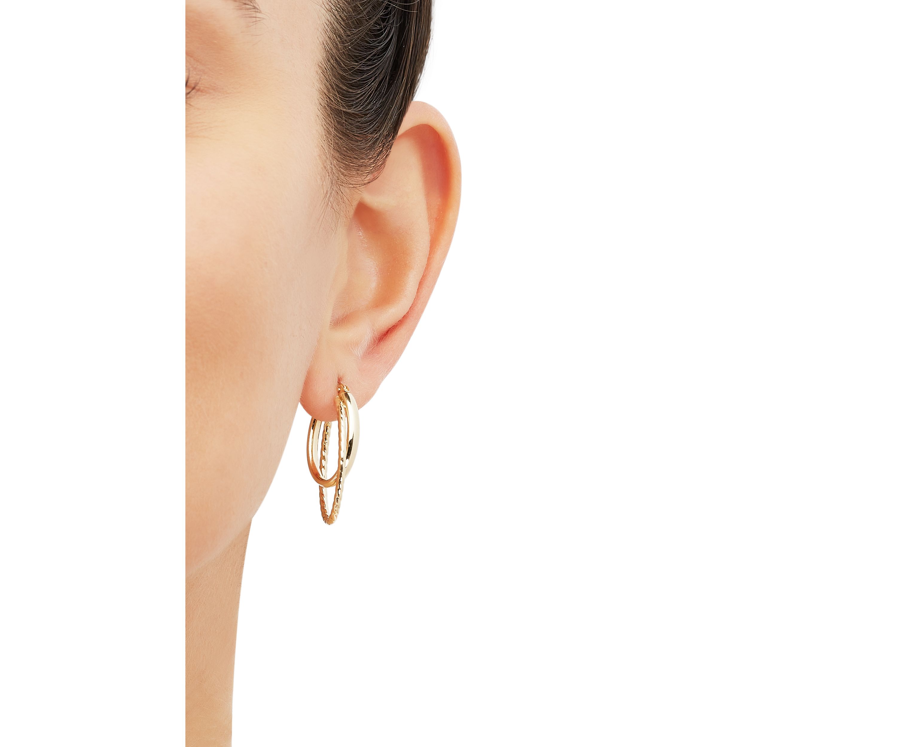 Graduated Oval Hoop Earrings in 10K Yellow Gold