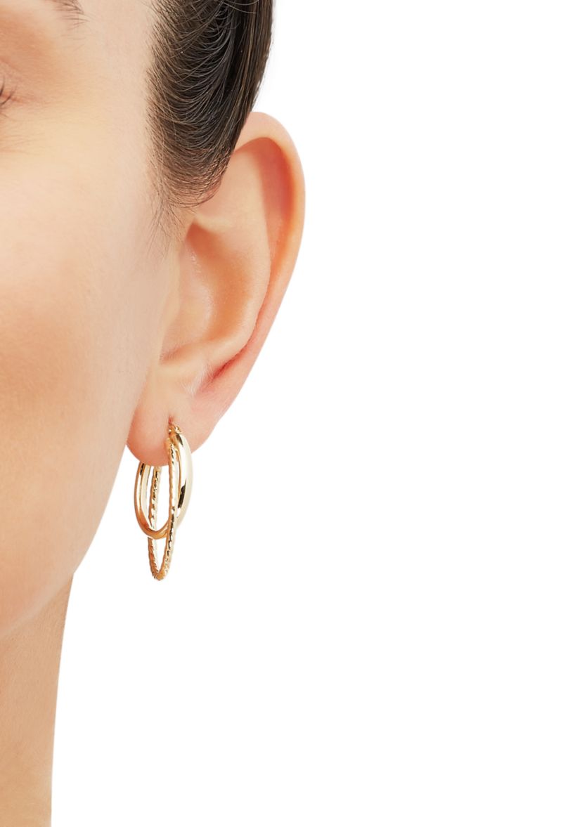 Graduated Oval Hoop Earrings in 10K Yellow Gold