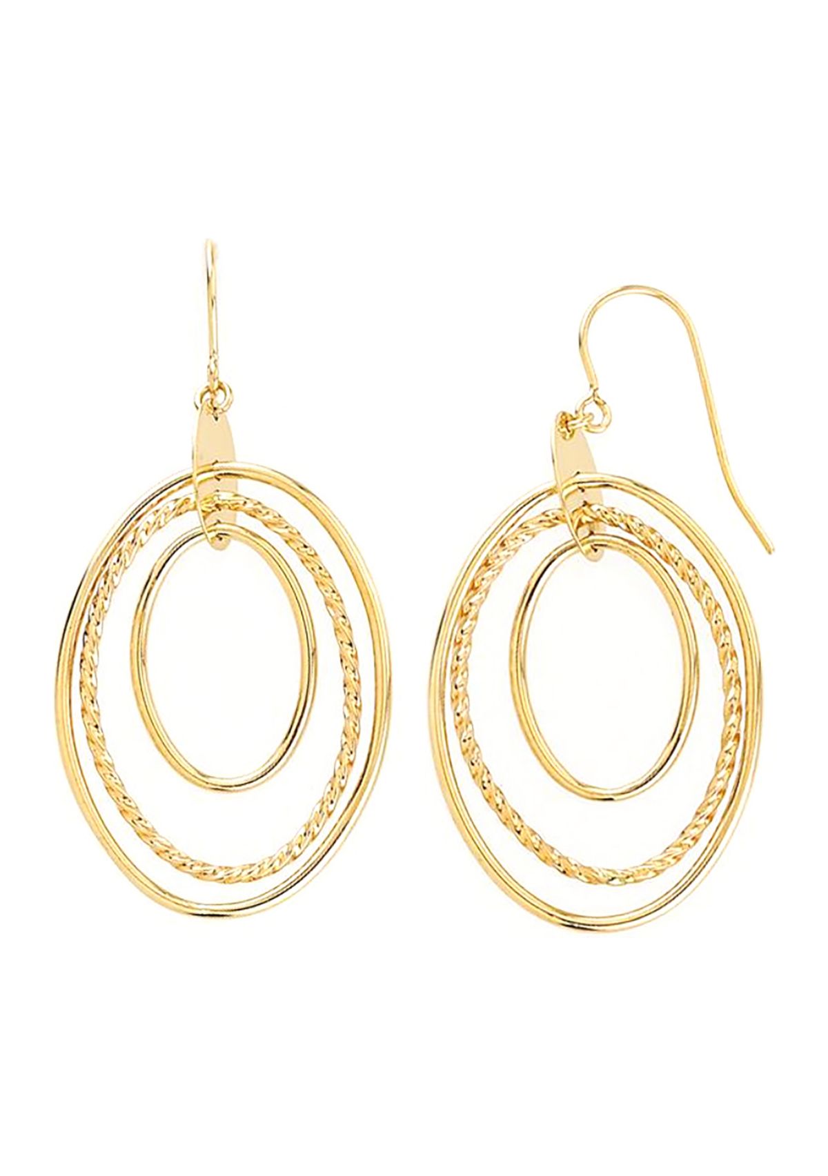 Graduated Oval Dangle Earrings in 10K Yellow Gold