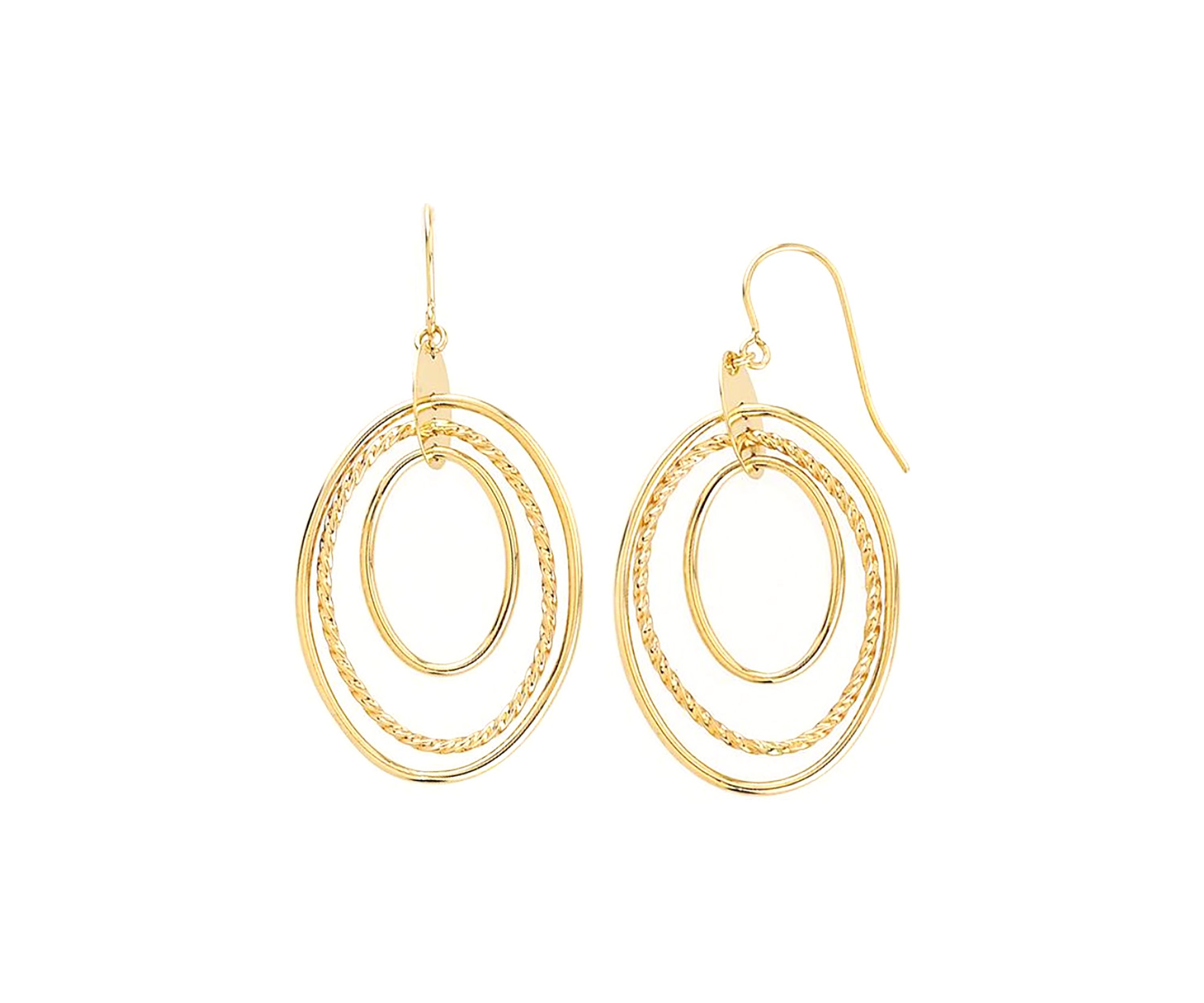 Graduated Oval Dangle Earrings in 10K Yellow Gold