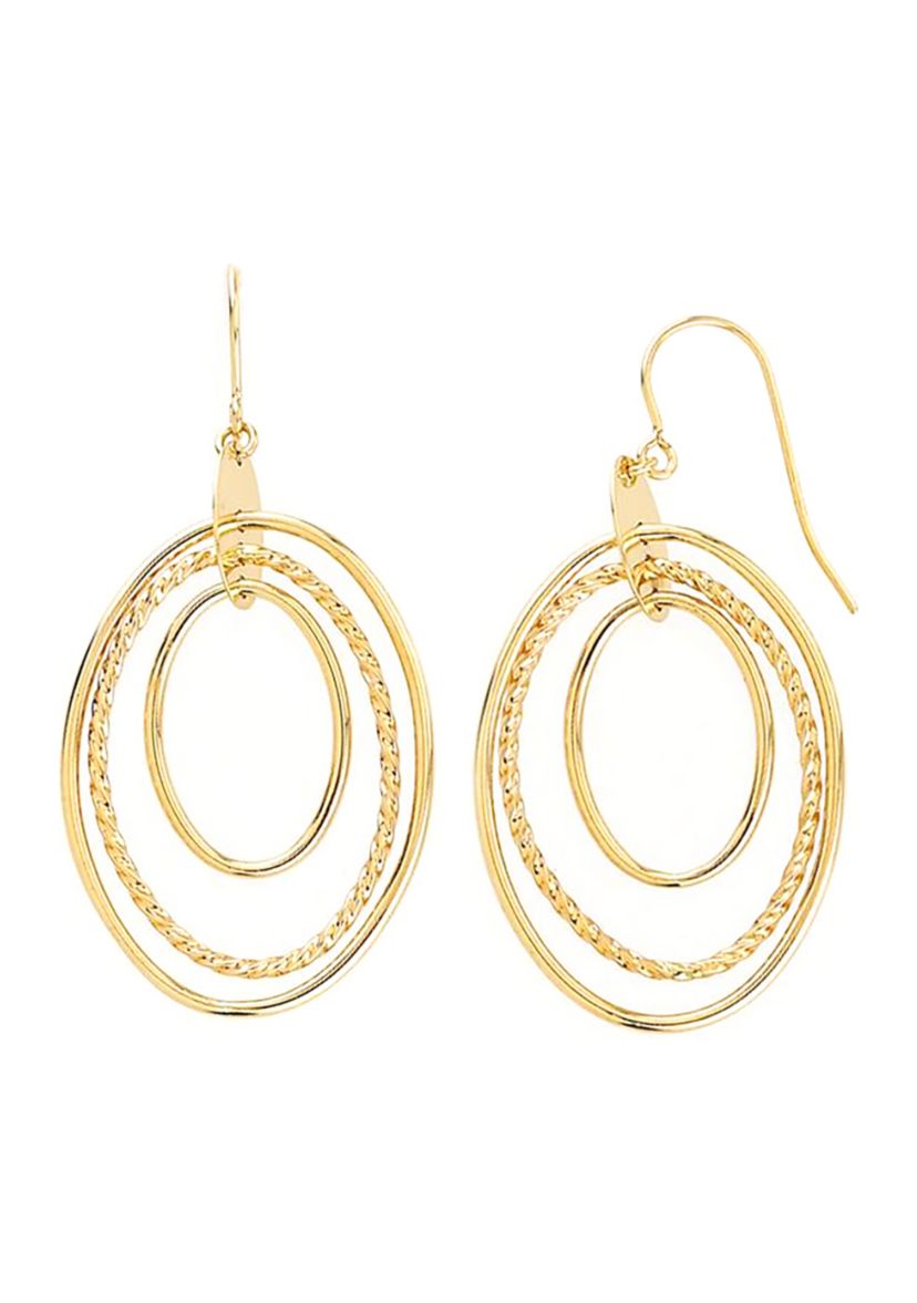 Graduated Oval Dangle Earrings in 10K Yellow Gold