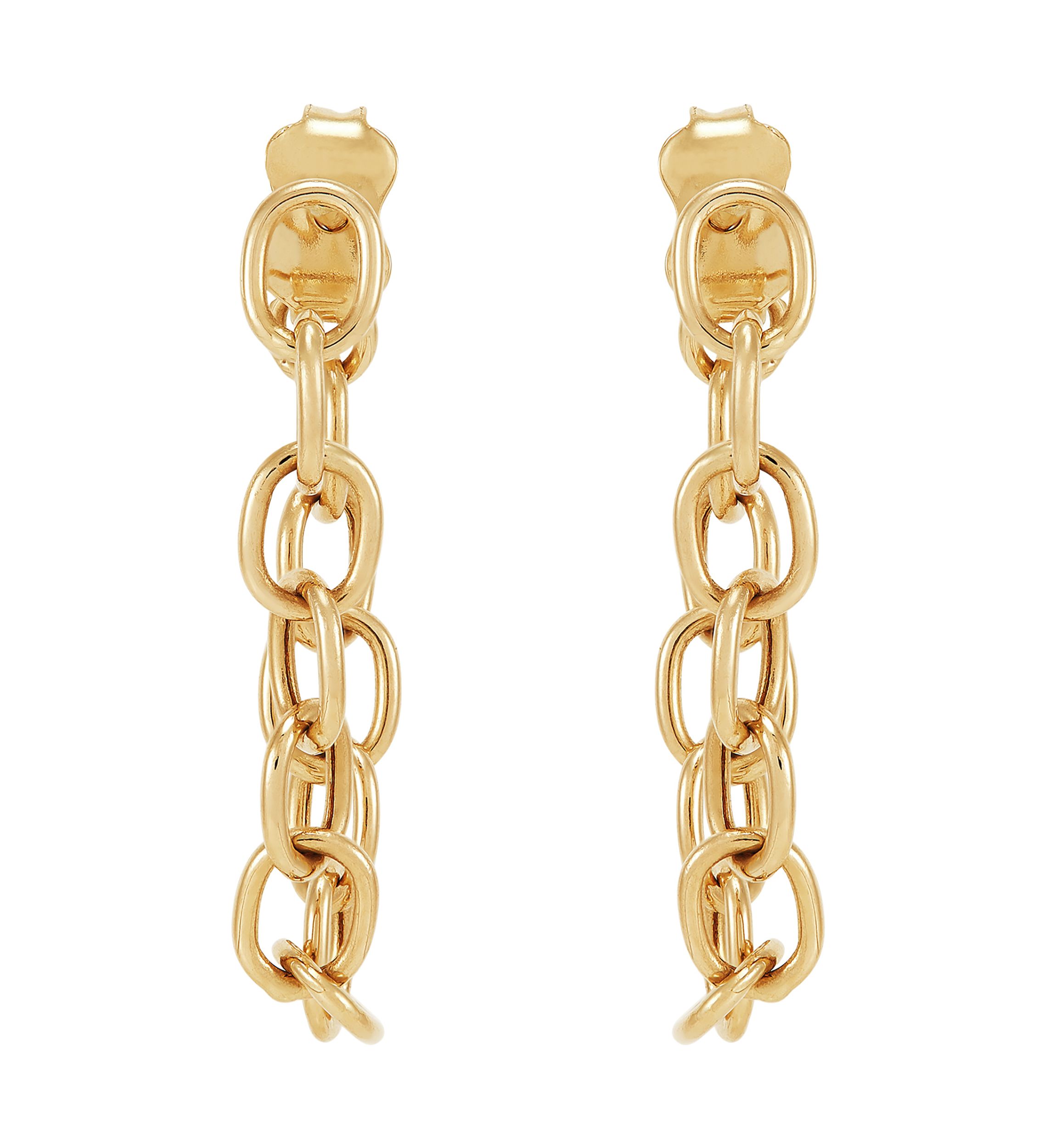 Front To Back Chain Earrings in 10K Yellow Gold
