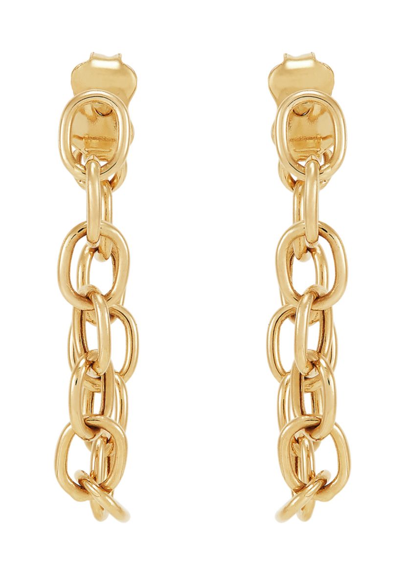 Front To Back Chain Earrings in 10K Yellow Gold