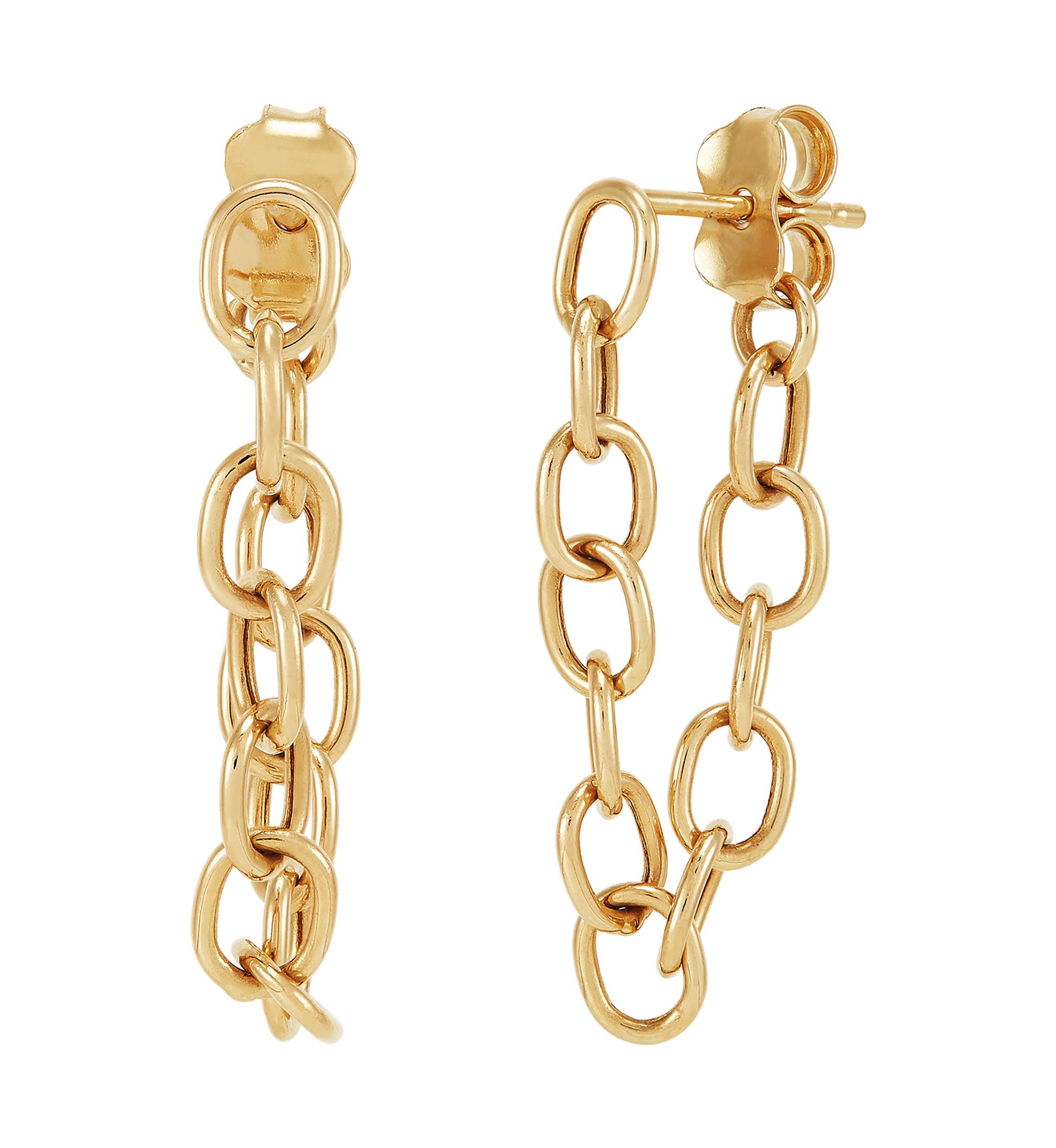 Front To Back Chain Earrings in 10K Yellow Gold