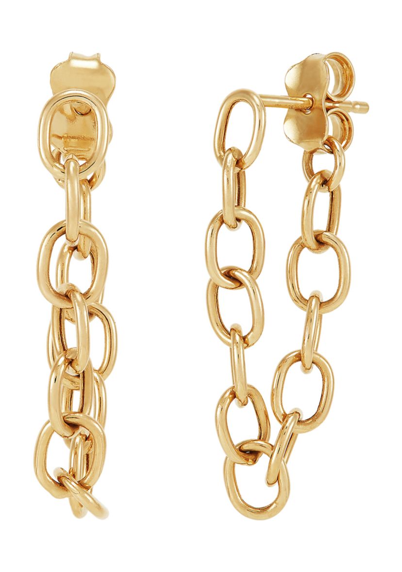 Front To Back Chain Earrings in 10K Yellow Gold