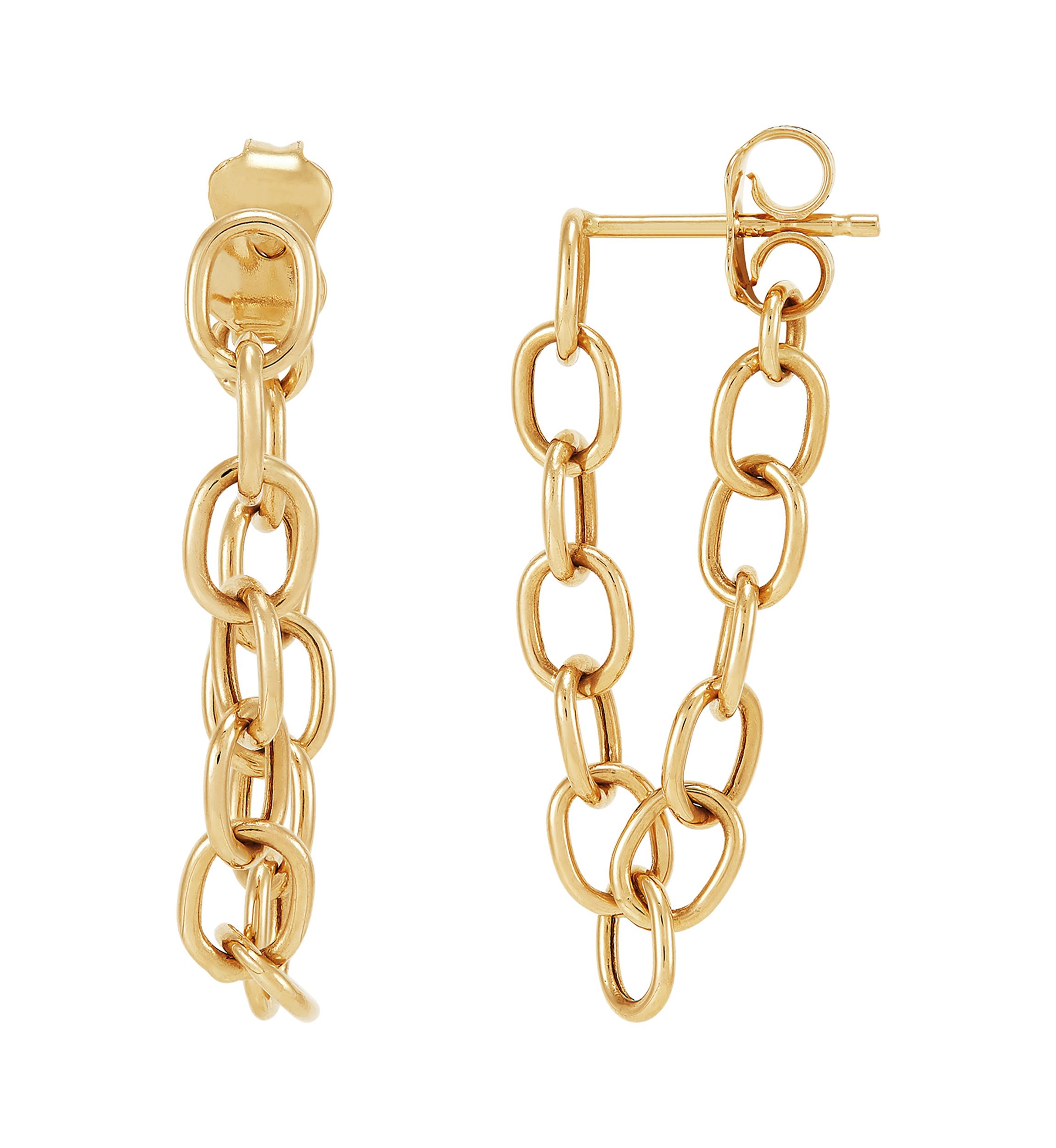 Front To Back Chain Earrings in 10K Yellow Gold