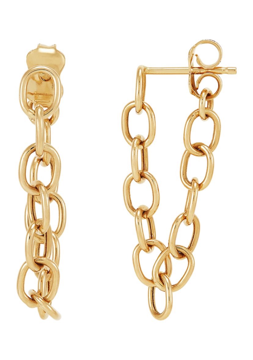 Front To Back Chain Earrings in 10K Yellow Gold