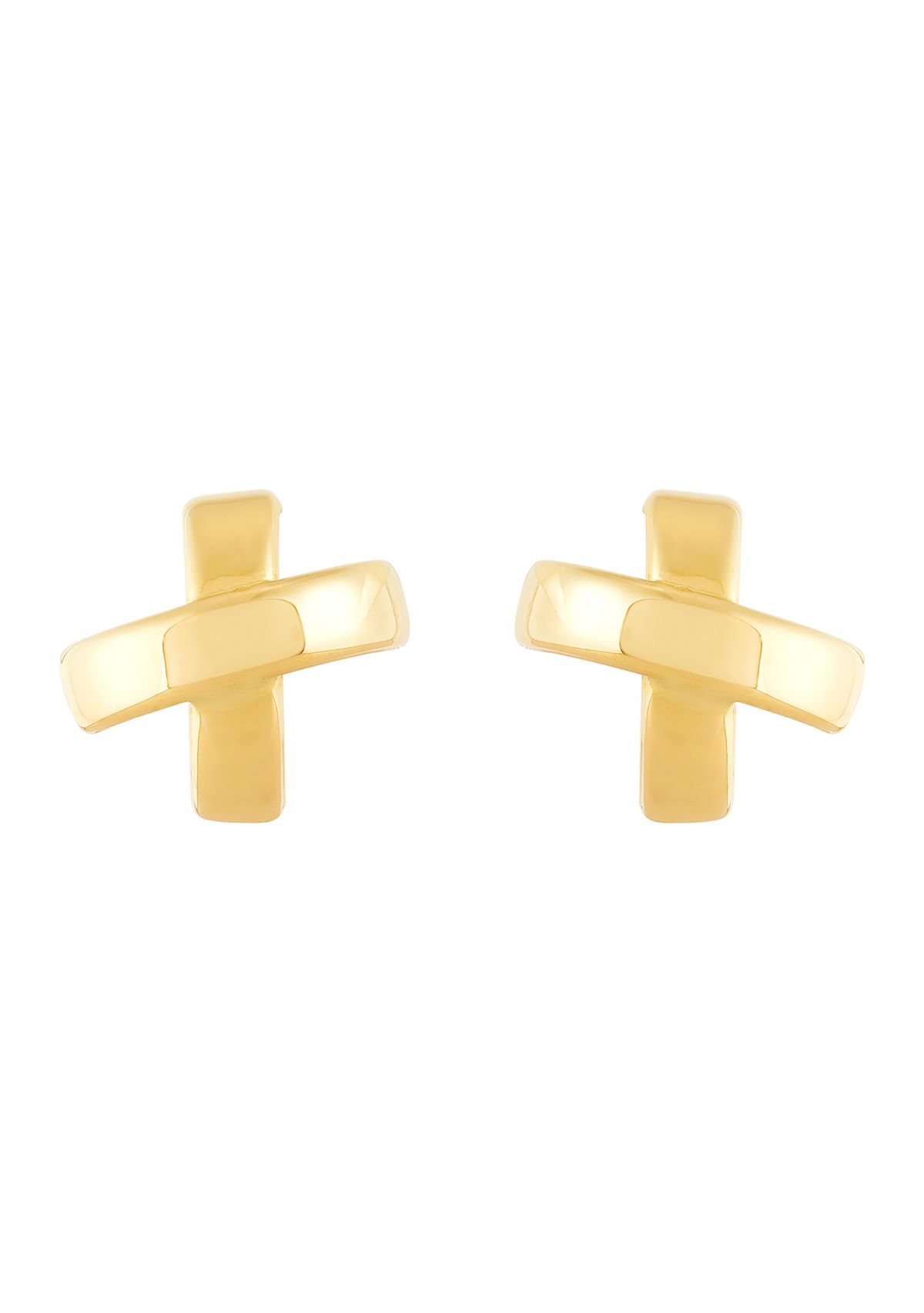 X Stud Earrings in 10K Yellow Gold