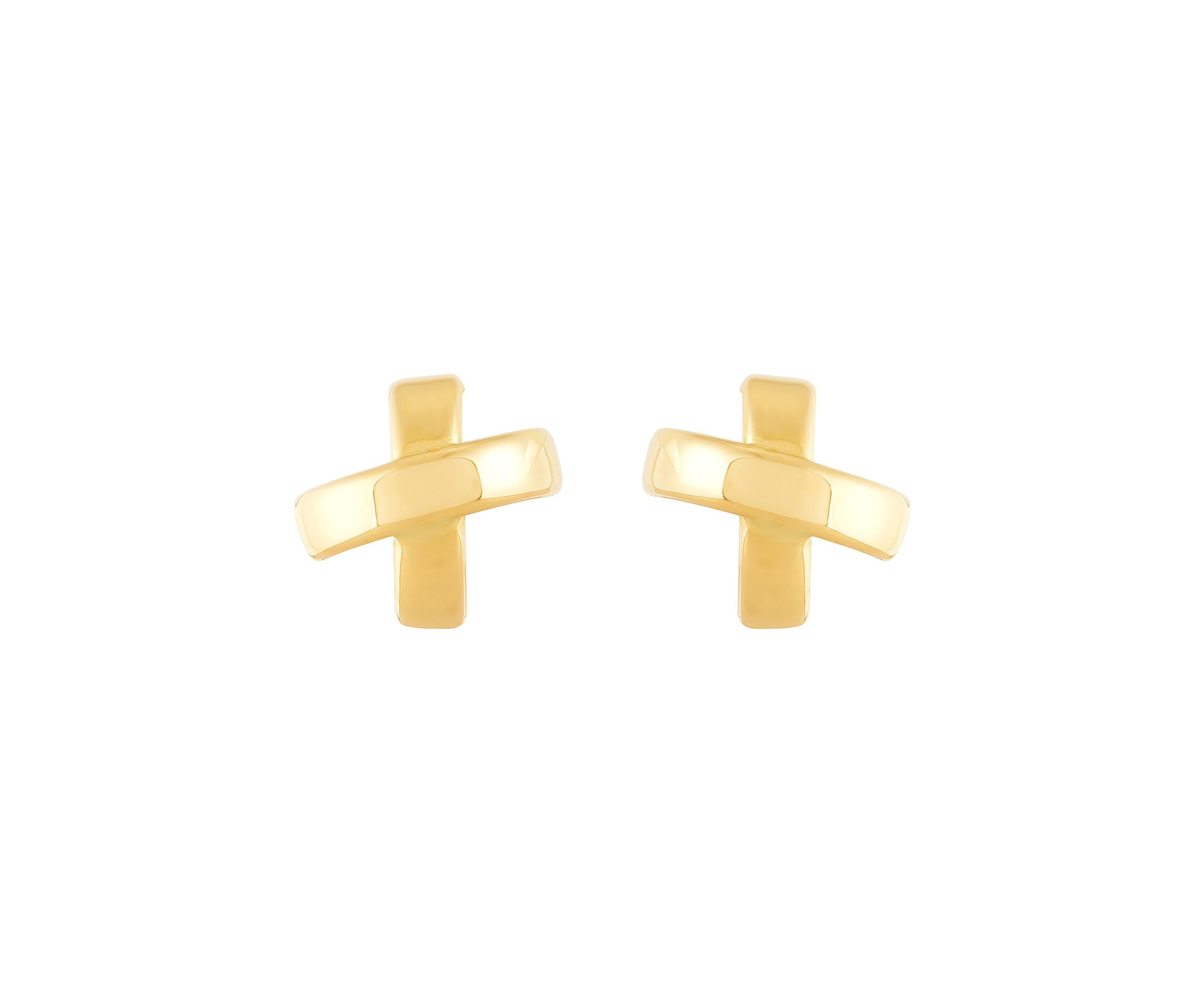 X Stud Earrings in 10K Yellow Gold
