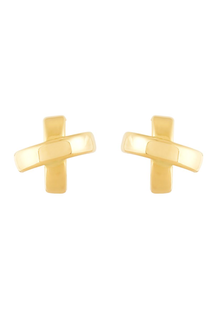 X Stud Earrings in 10K Yellow Gold