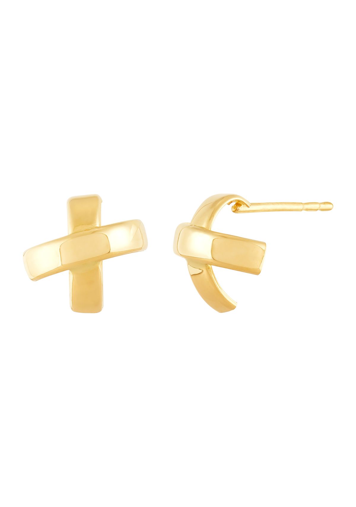 X Stud Earrings in 10K Yellow Gold