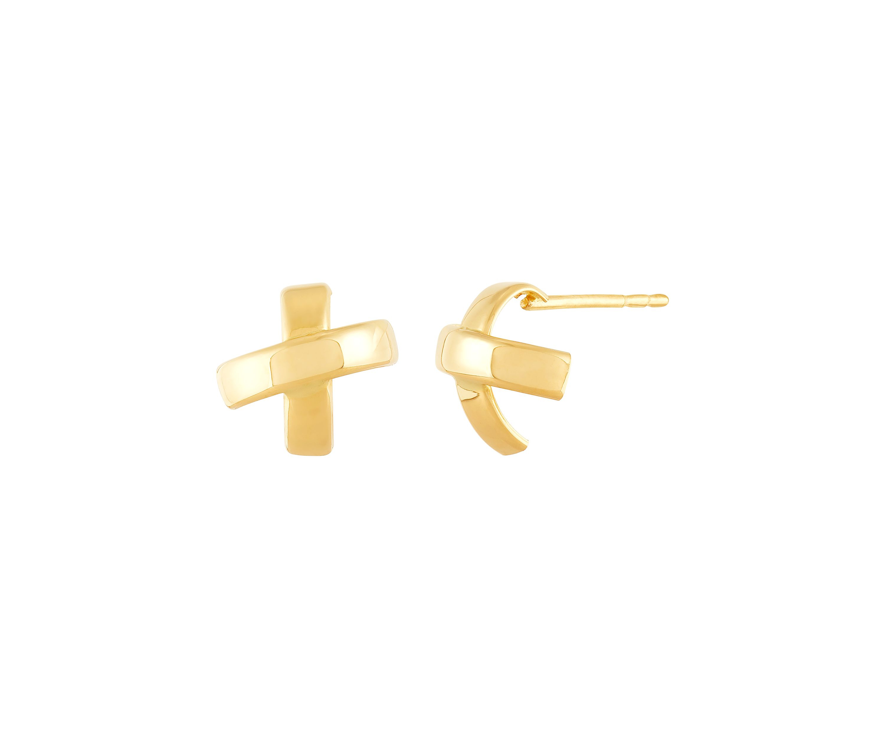 X Stud Earrings in 10K Yellow Gold