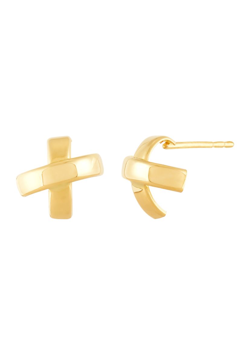 X Stud Earrings in 10K Yellow Gold