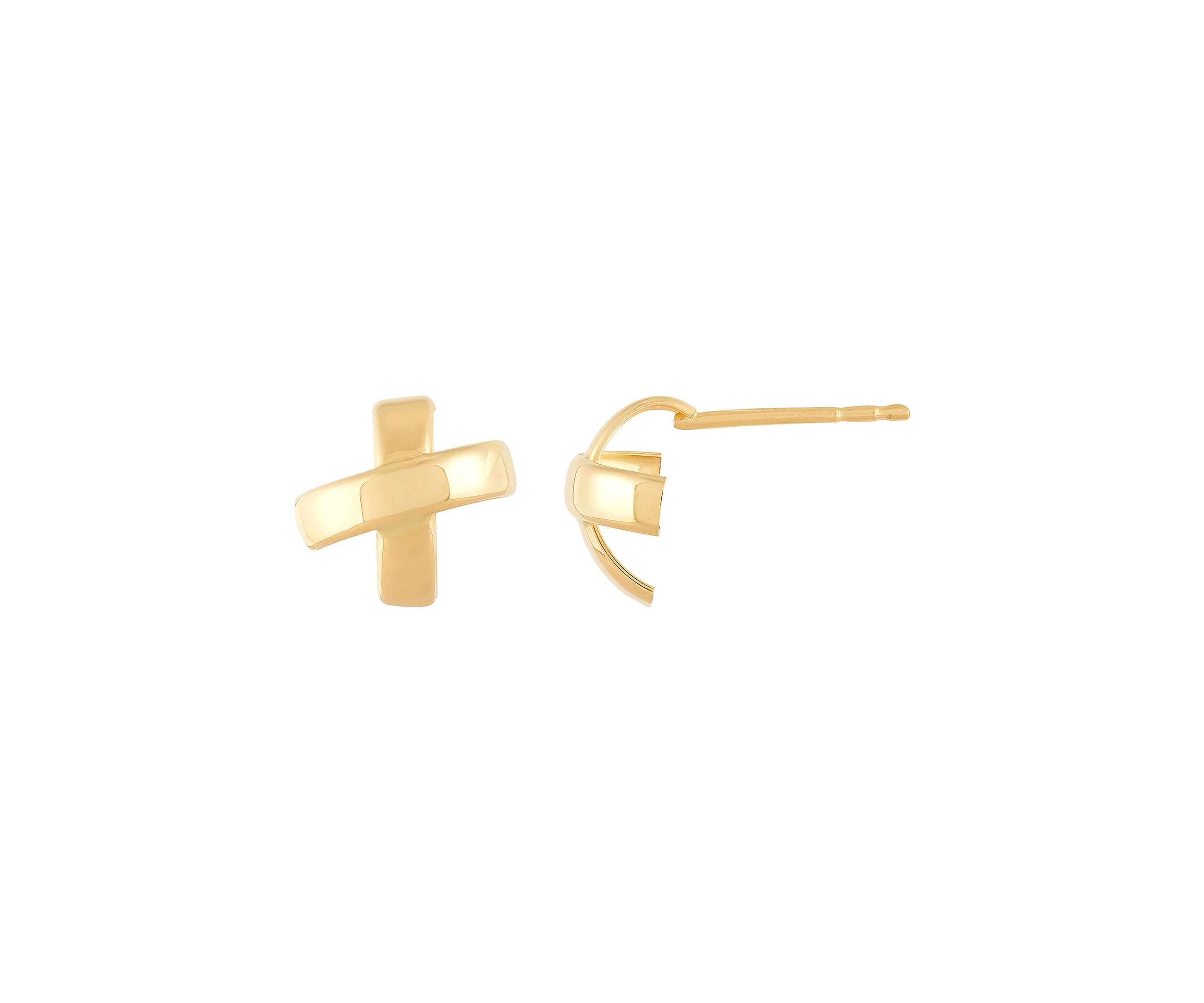 X Stud Earrings in 10K Yellow Gold