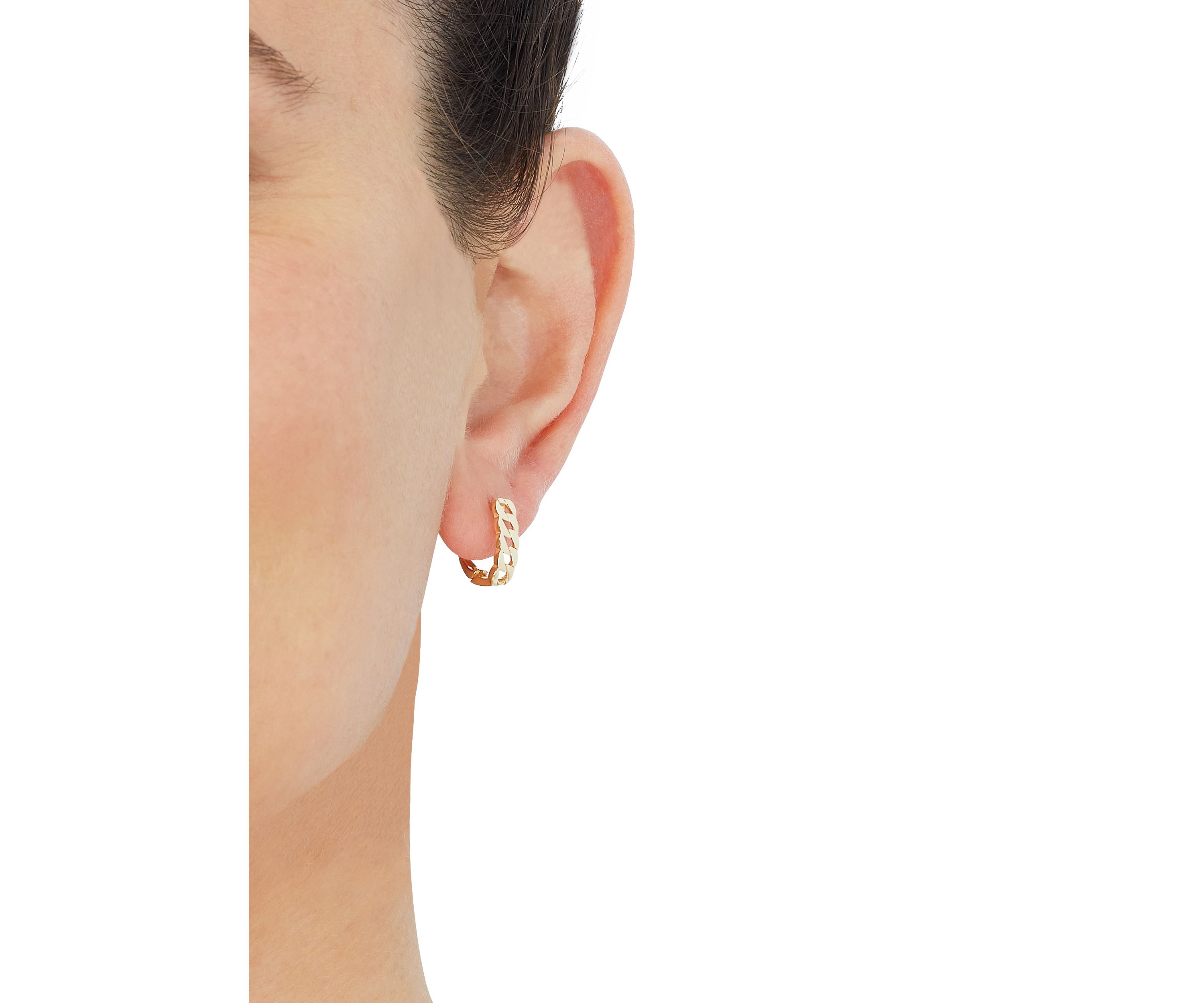 Curb Design Hoop Earrings in 10K Yellow Gold