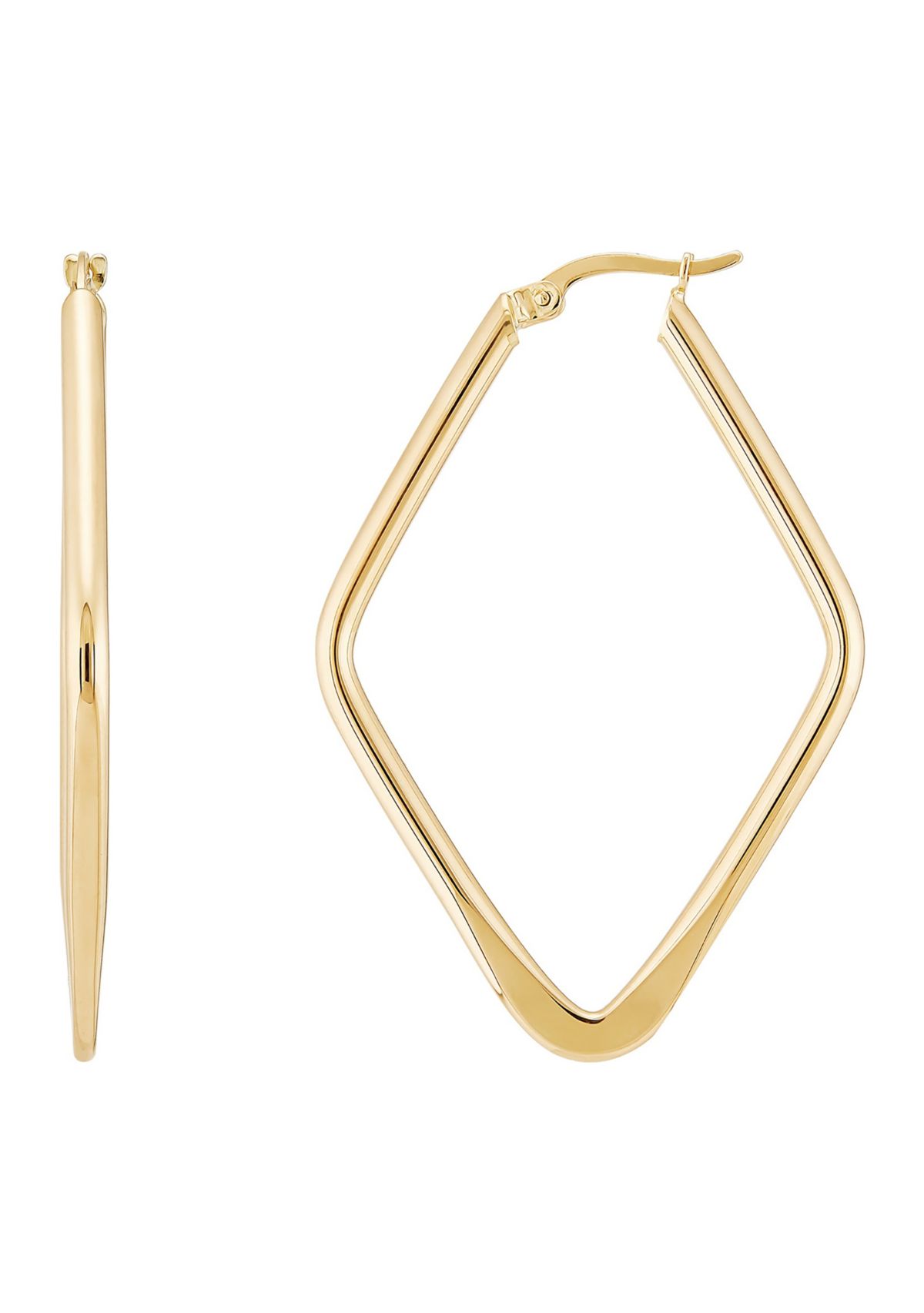 Diamond Shape Tube Hoop Earrings in 10K Yellow Gold