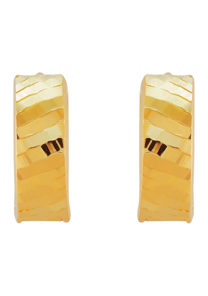 Oval Huggie Hoop Earrings in 10K Yellow Gold