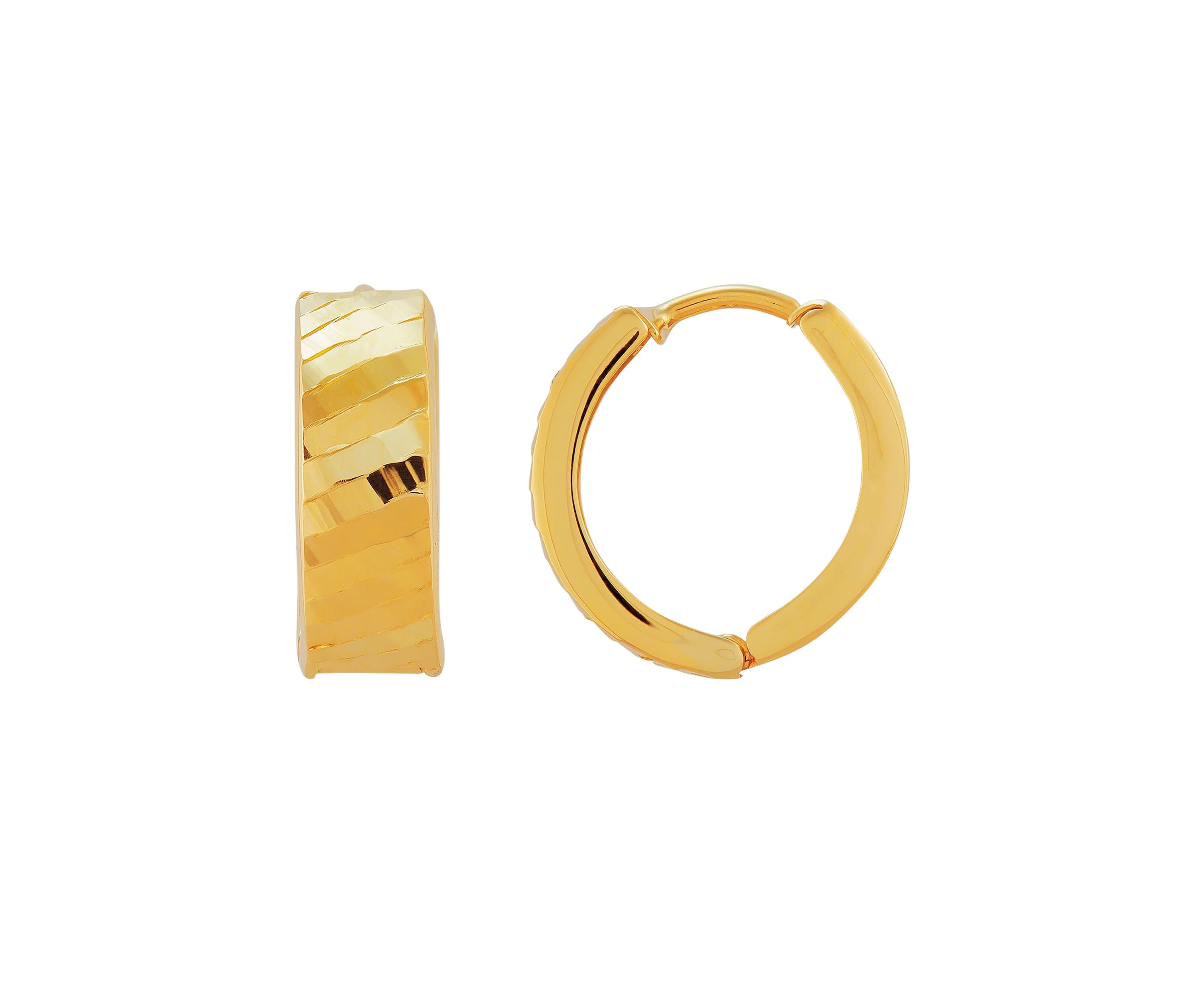Oval Huggie Hoop Earrings in 10K Yellow Gold