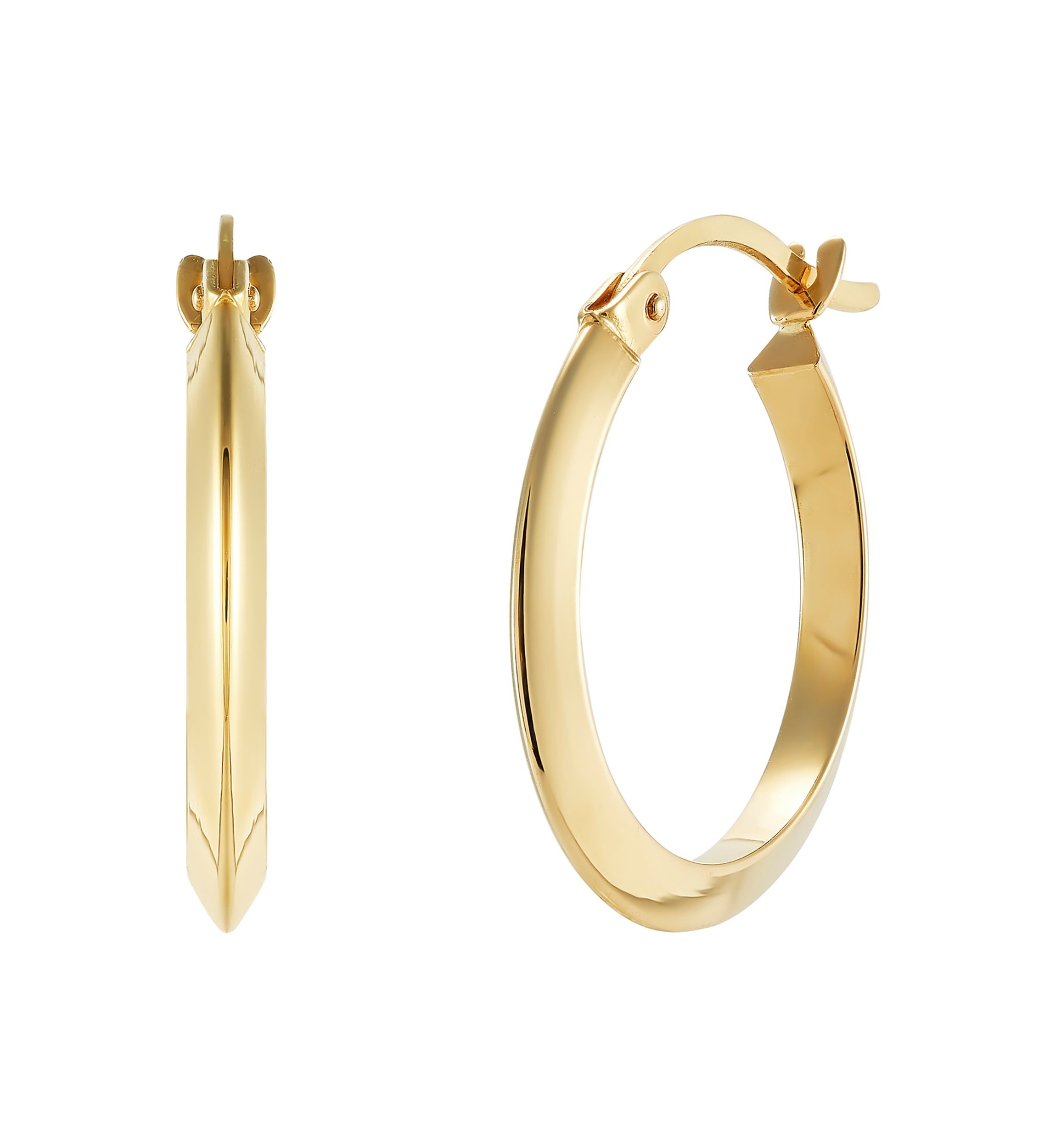 2 x 50 Millimeter Tube Hoop Earrings in 10K Yellow Gold