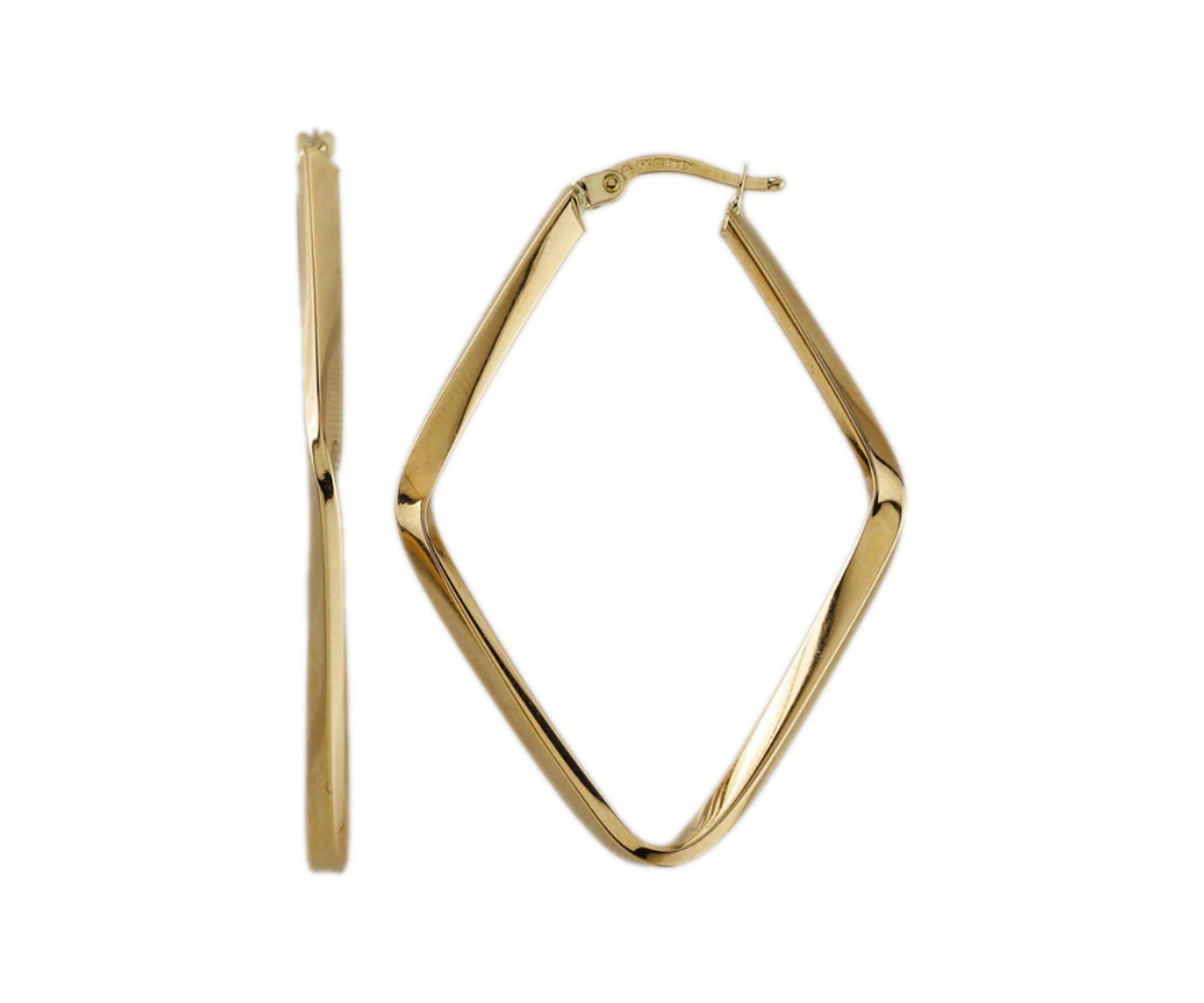 Diamond Shape Tube Hoop Earrings in 10K Yellow Gold