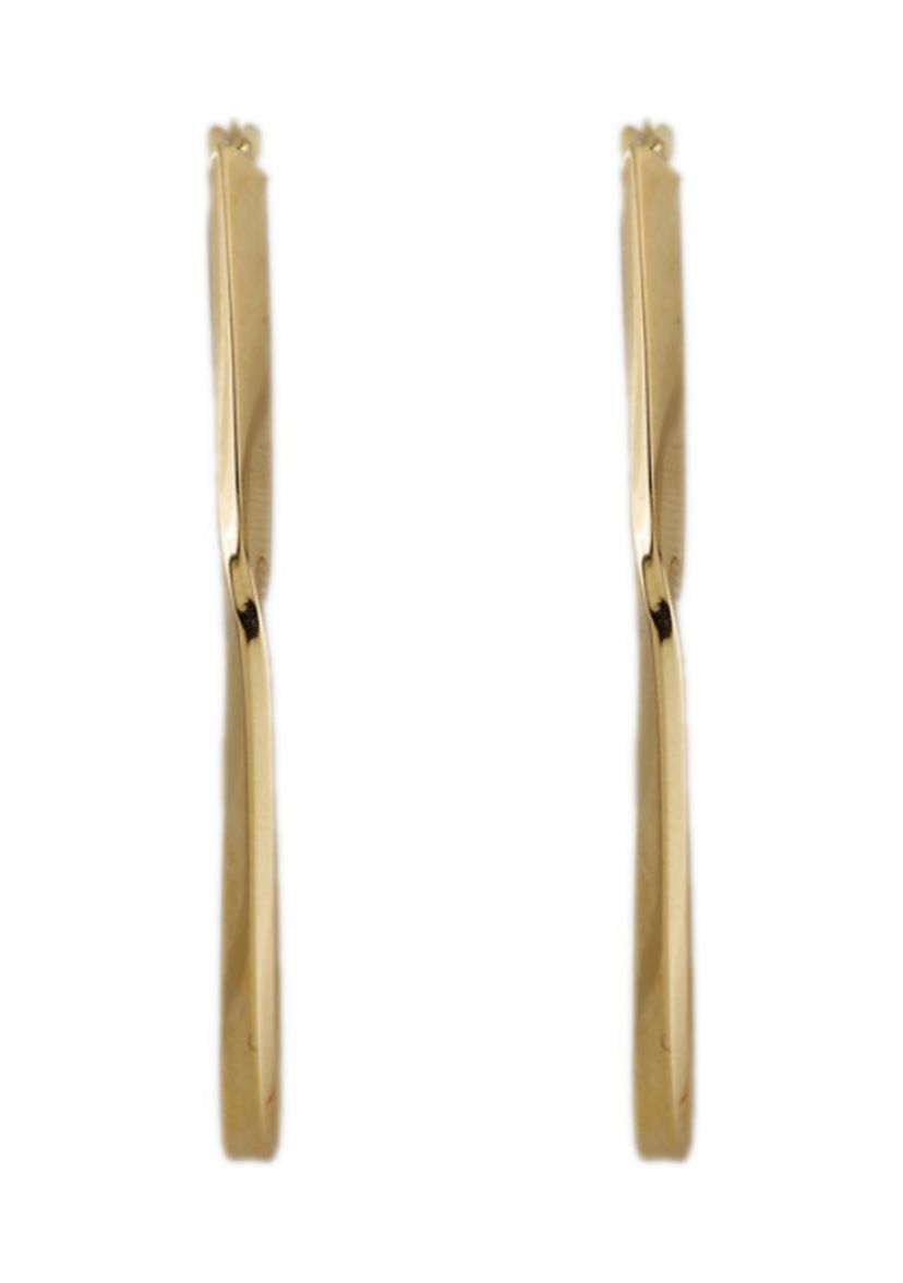Diamond Shape Tube Hoop Earrings in 10K Yellow Gold