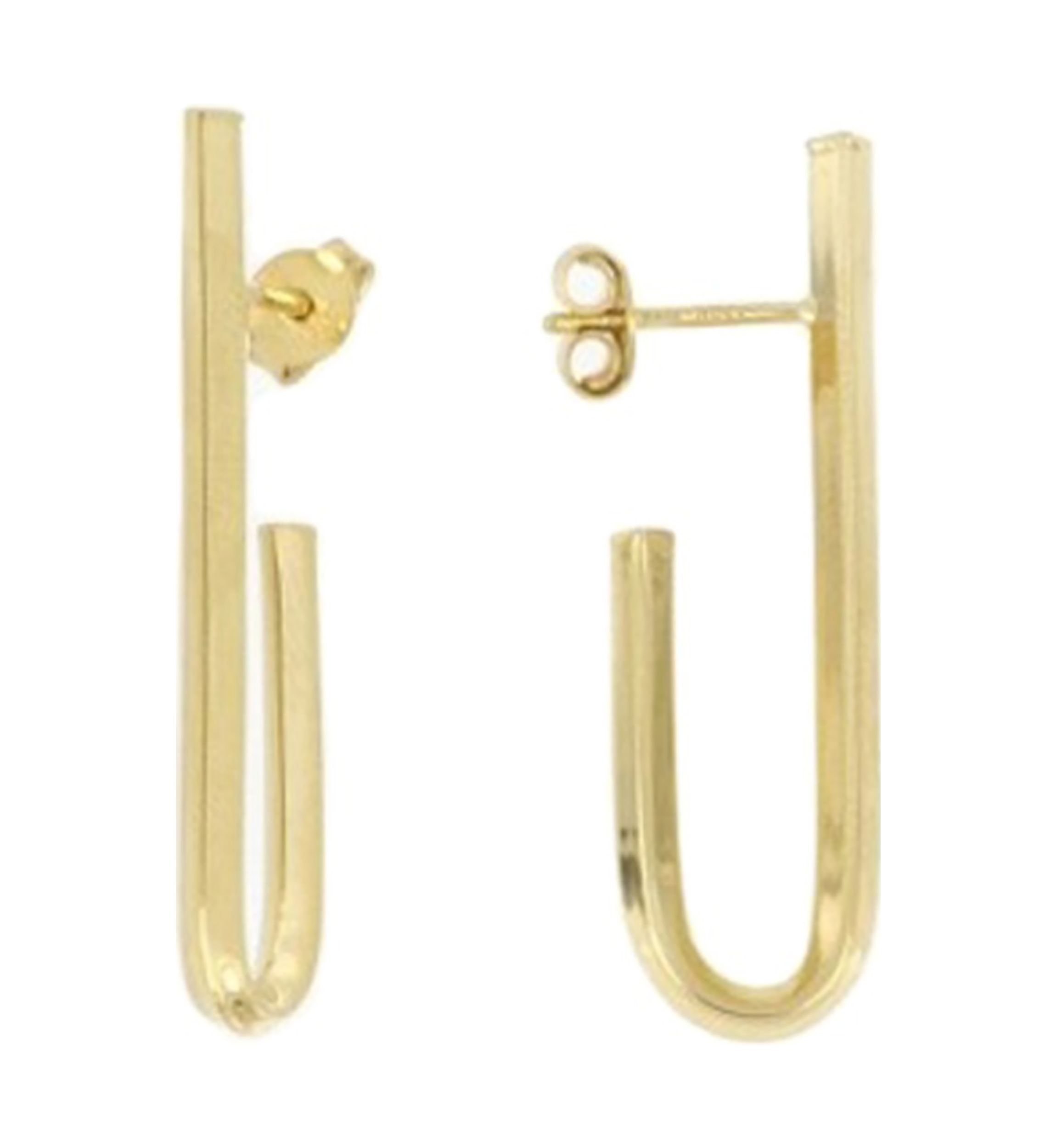 J-Square Tube Earrings in 10K Yellow Gold