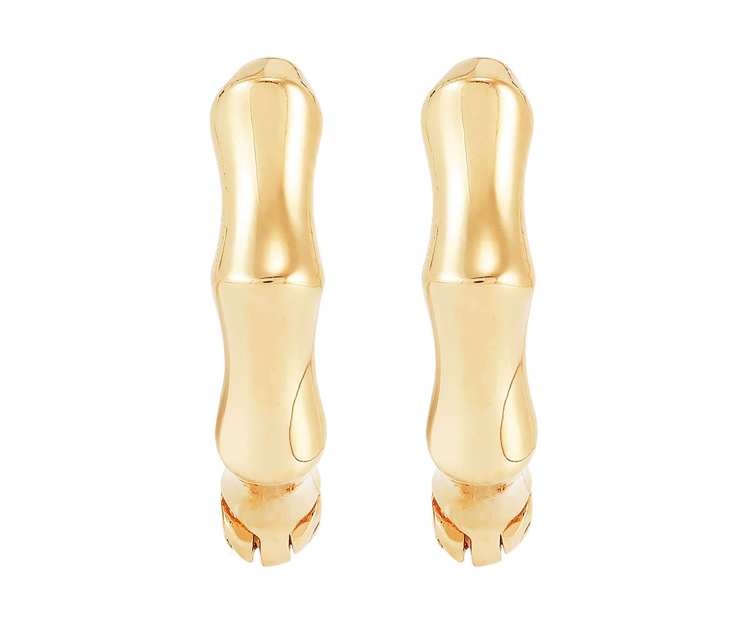 Bamboo Design Huggie Earrings in 10K Yellow Gold