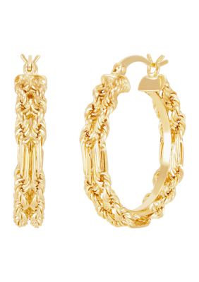 Belk & Co 2 Row Hollow Square Milano Hoop Earrings in 10K Yellow Gold
