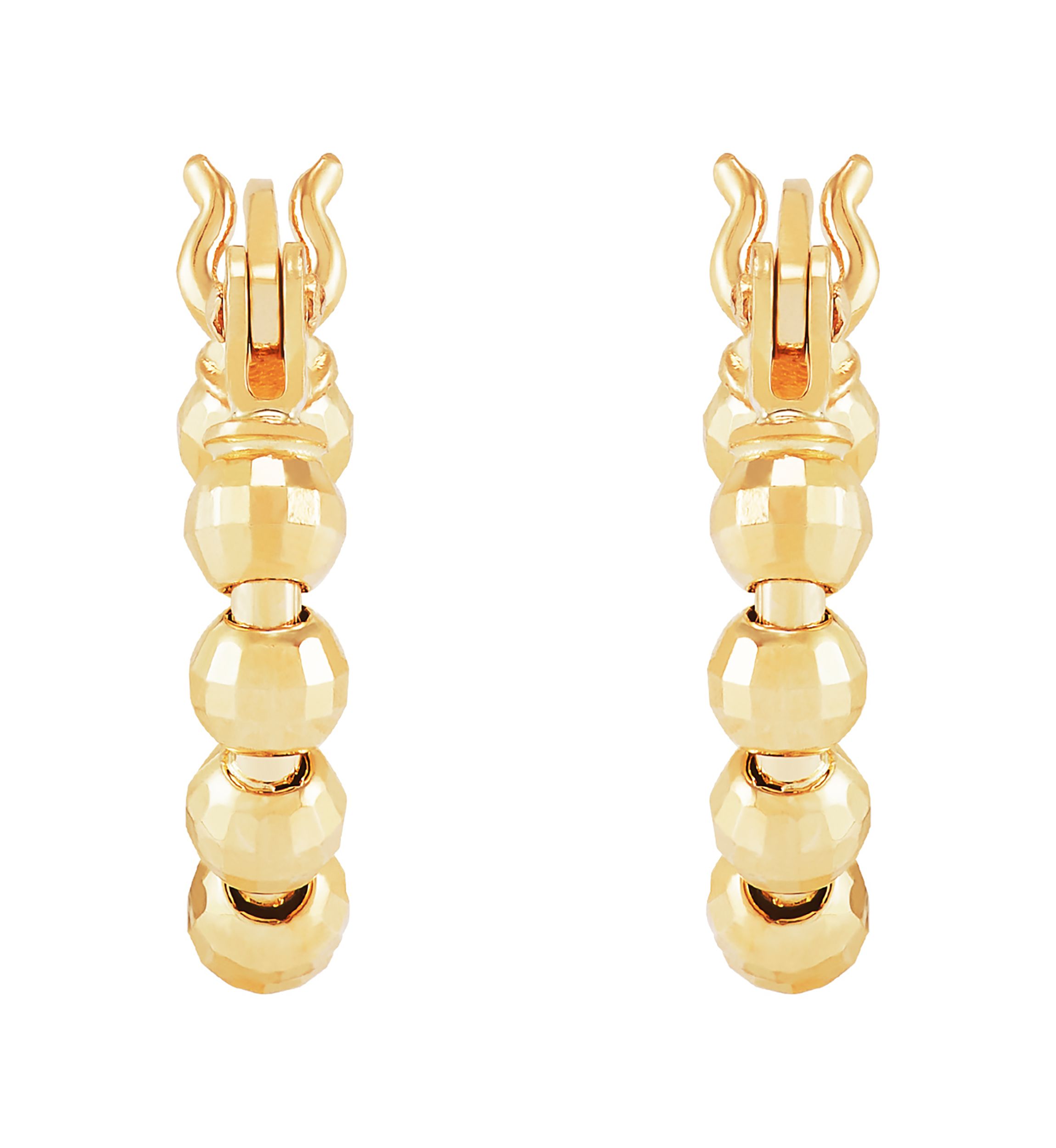 12 Millimeter Bead Hoop Earrings in 10K Yellow Gold
