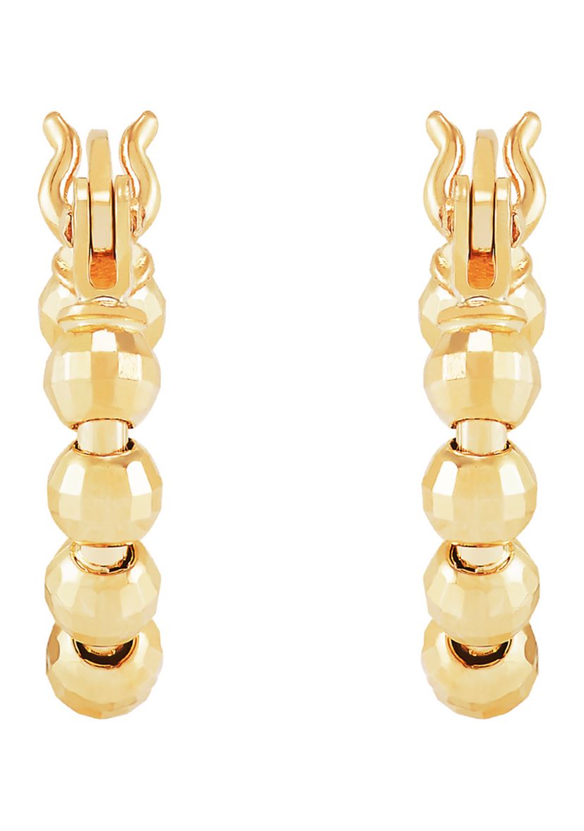12 Millimeter Bead Hoop Earrings in 10K Yellow Gold