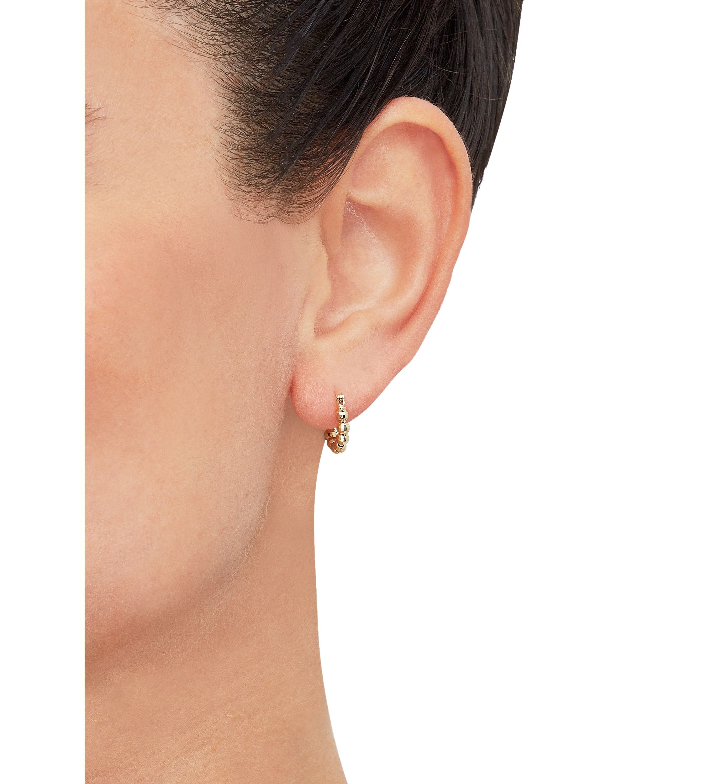 12 Millimeter Bead Hoop Earrings in 10K Yellow Gold