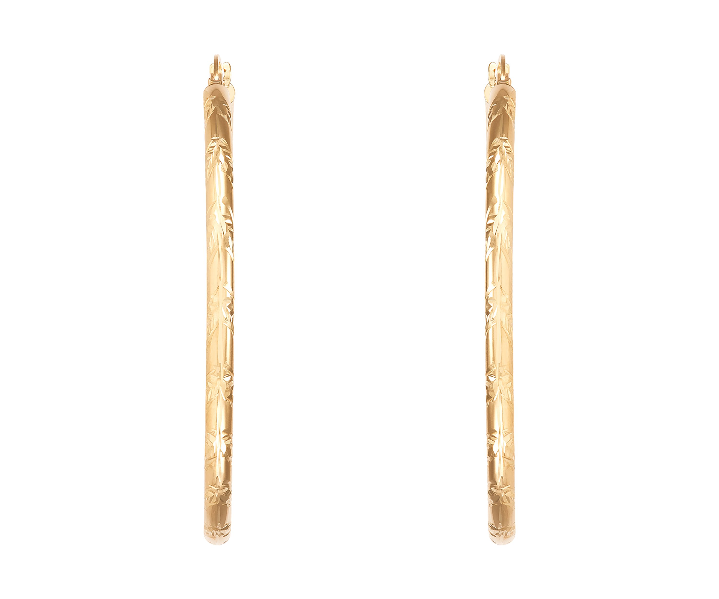 Chevron Cut Tube Hoop Earrings in 10K Yellow Gold