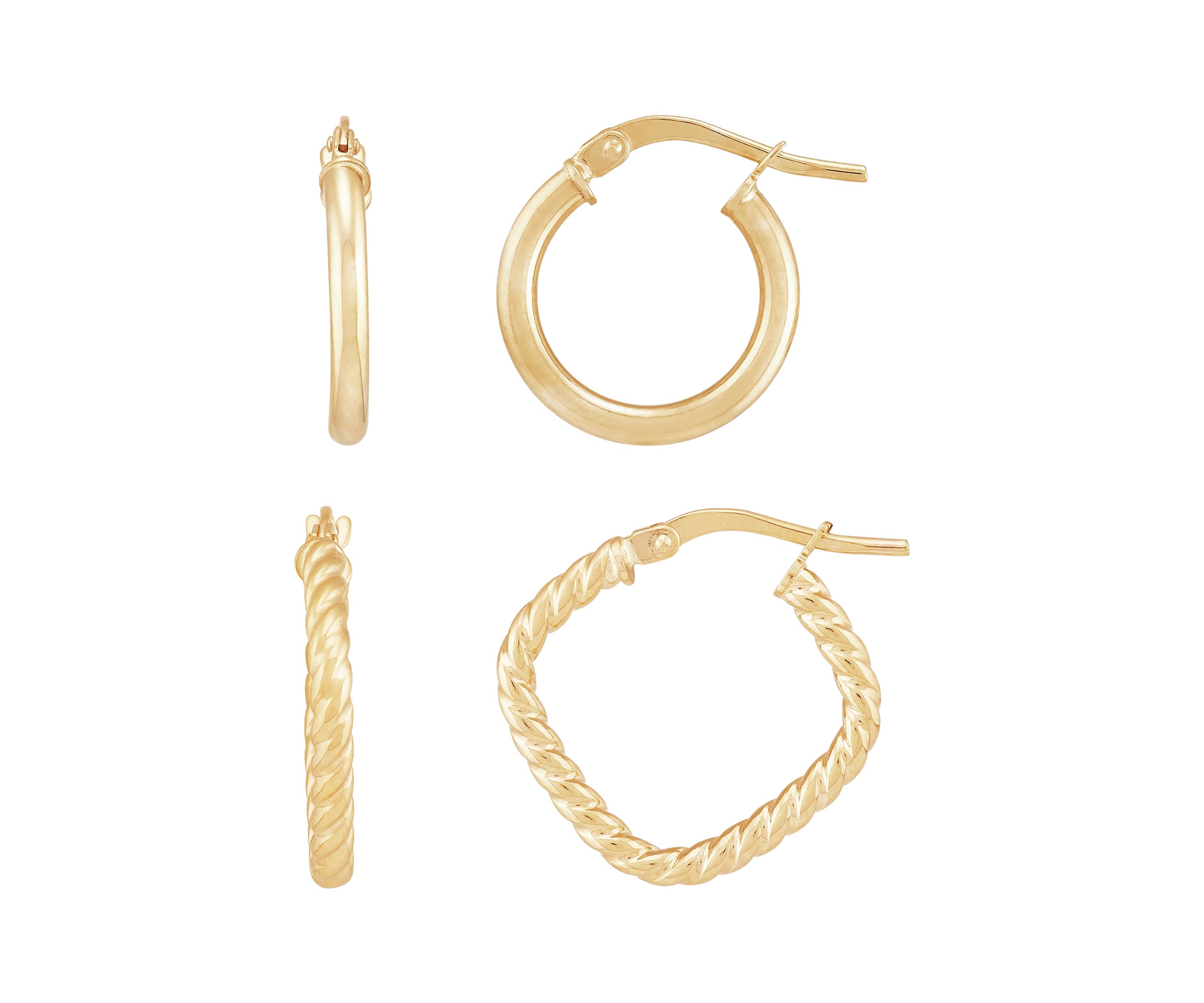 Tube Hoop Earrings Set in 10K Yellow Gold