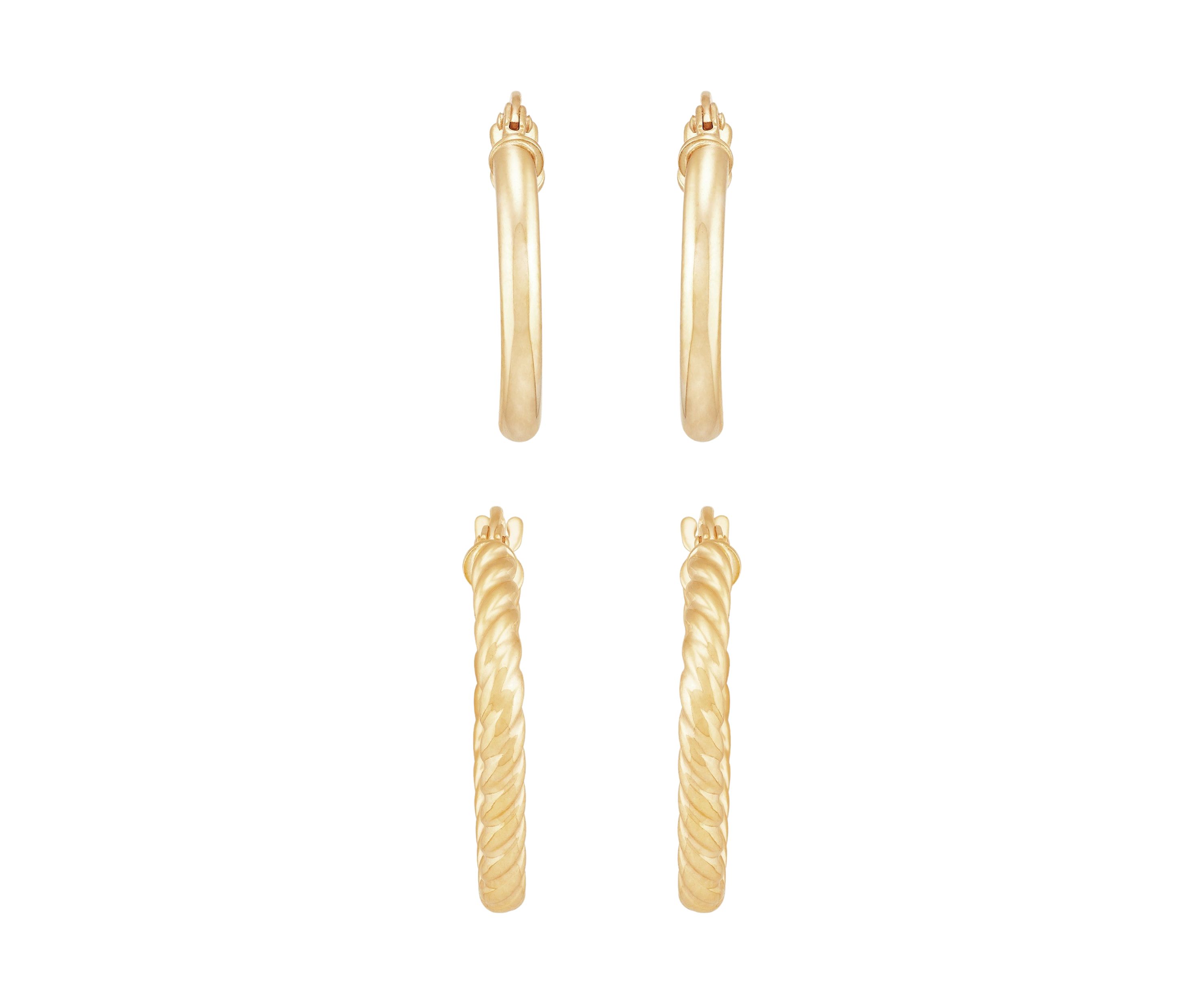 Tube Hoop Earrings Set in 10K Yellow Gold