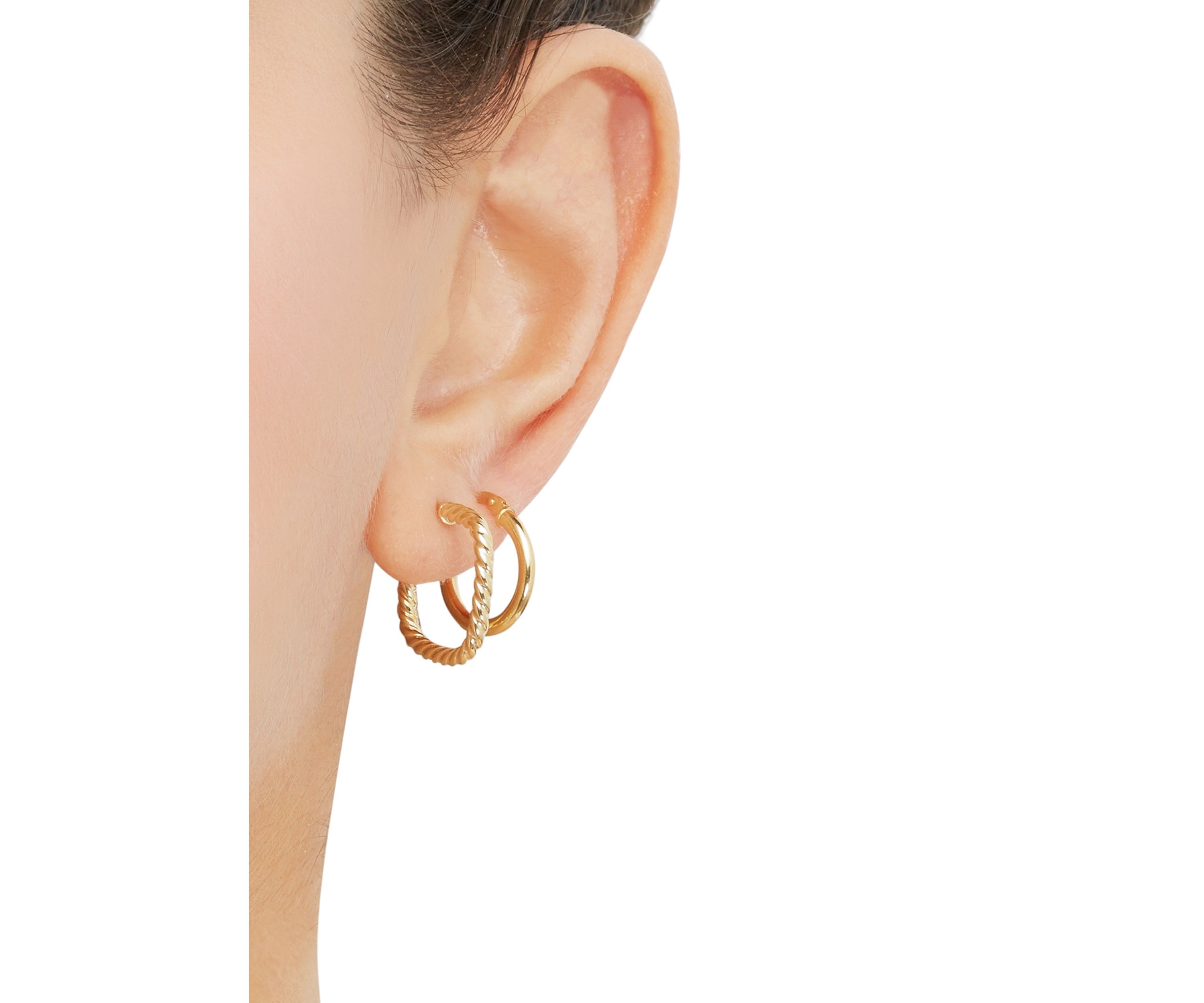 Tube Hoop Earrings Set in 10K Yellow Gold