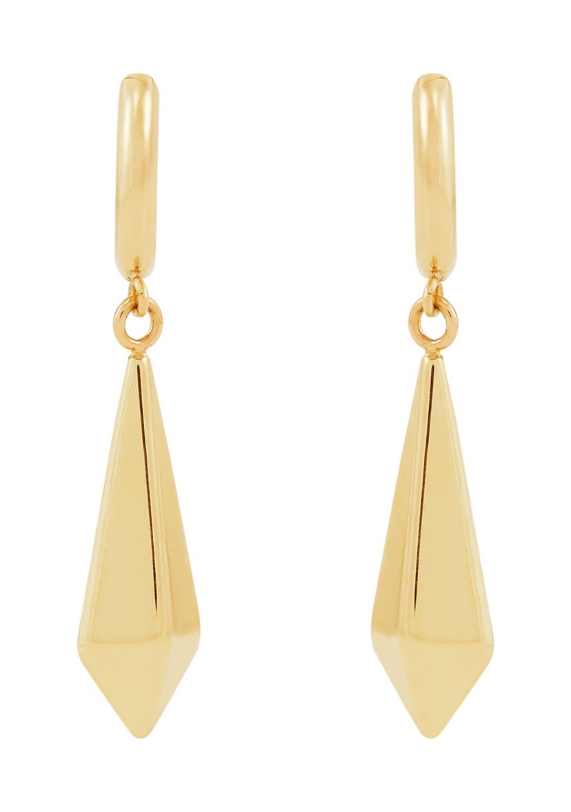 Teardrop Huggie Hoop Earrings in 10K Yellow Gold