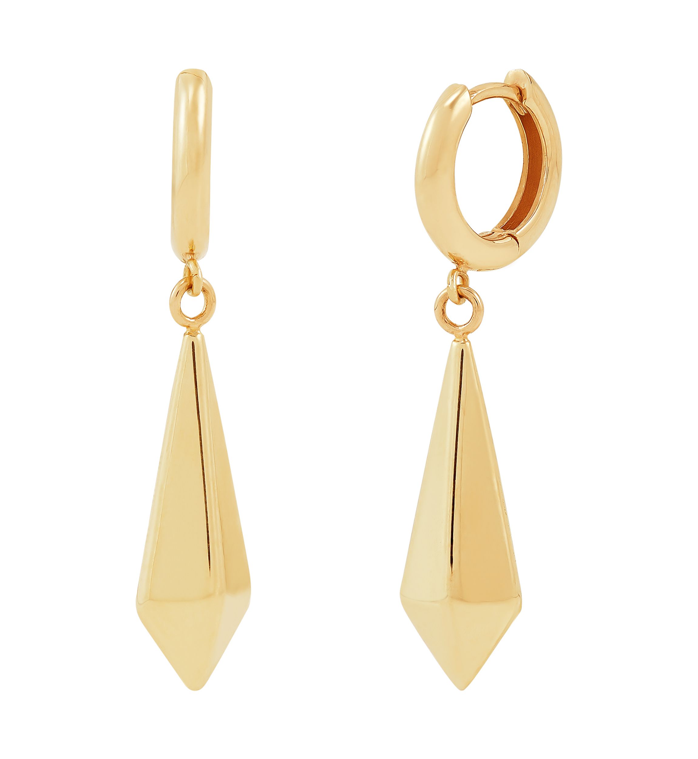 Teardrop Huggie Hoop Earrings in 10K Yellow Gold