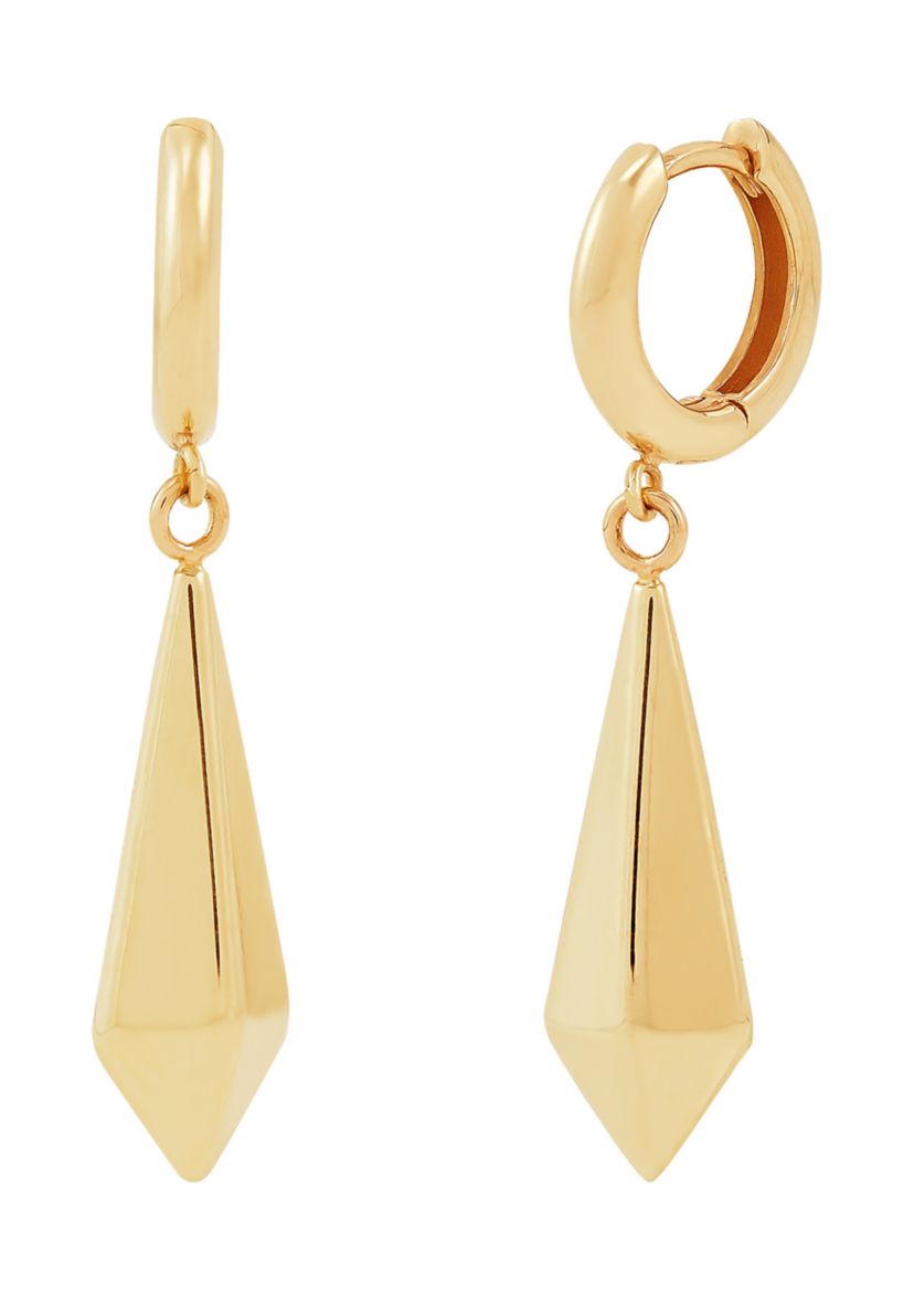 Teardrop Huggie Hoop Earrings in 10K Yellow Gold