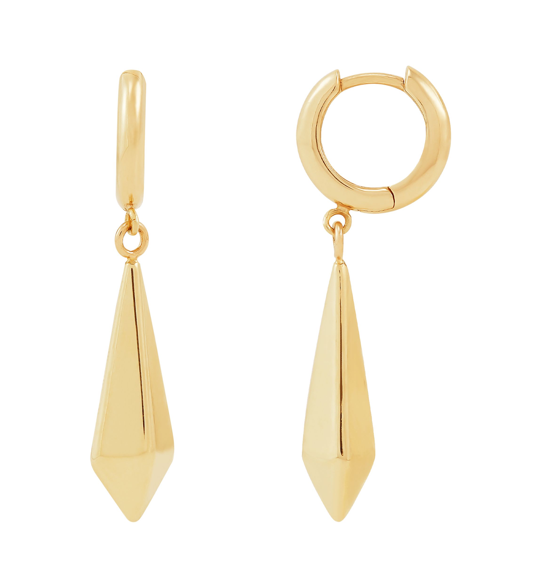 Teardrop Huggie Hoop Earrings in 10K Yellow Gold