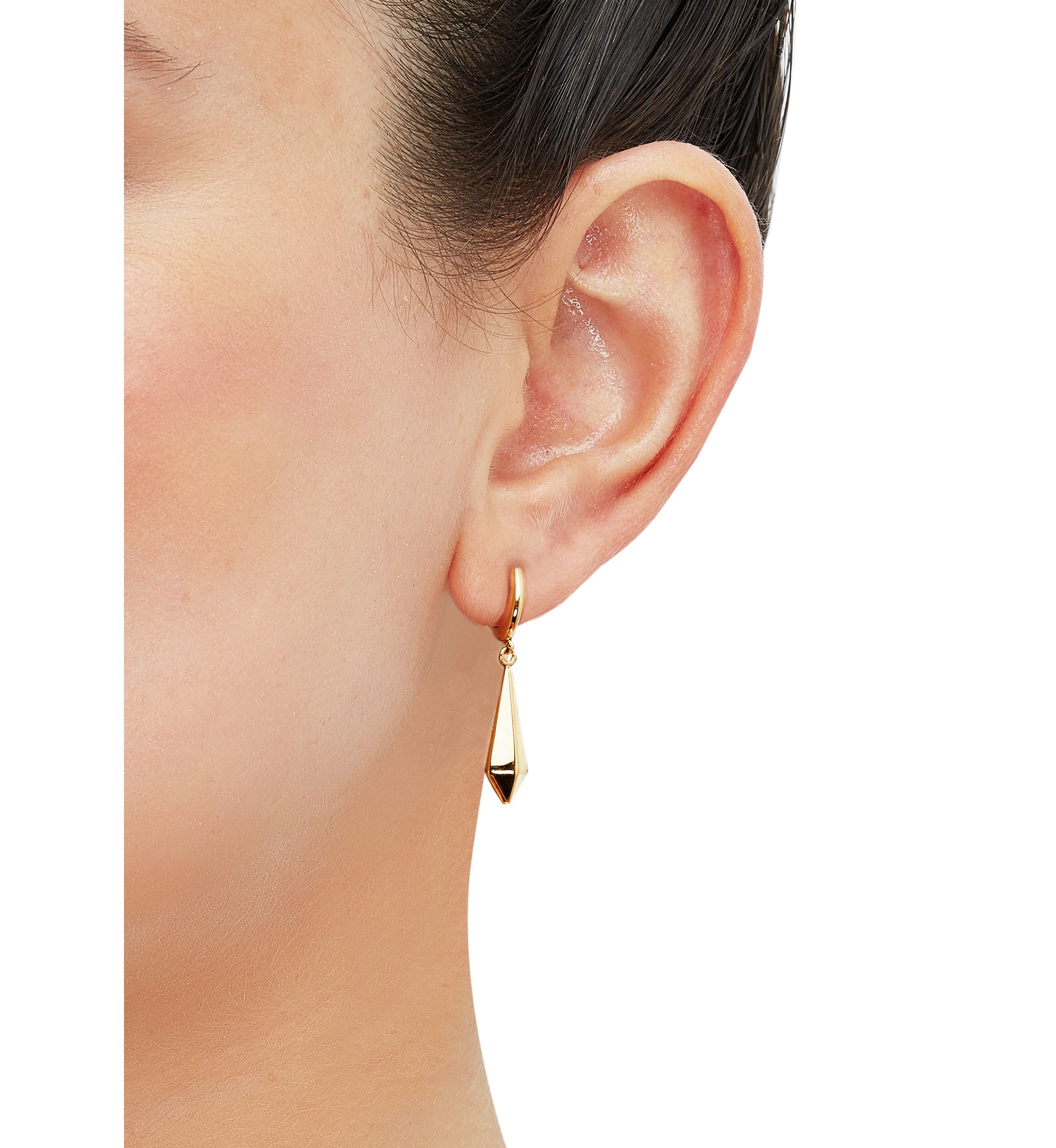 Teardrop Huggie Hoop Earrings in 10K Yellow Gold
