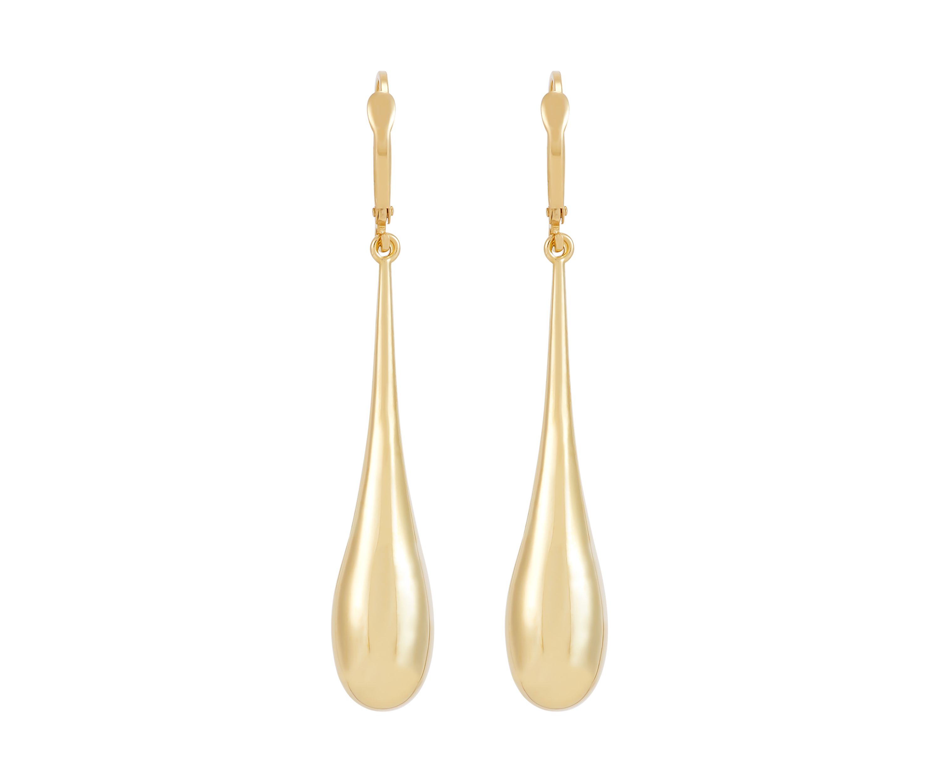 Long Tear Drop Dangle Earrings in 10K Yellow Gold